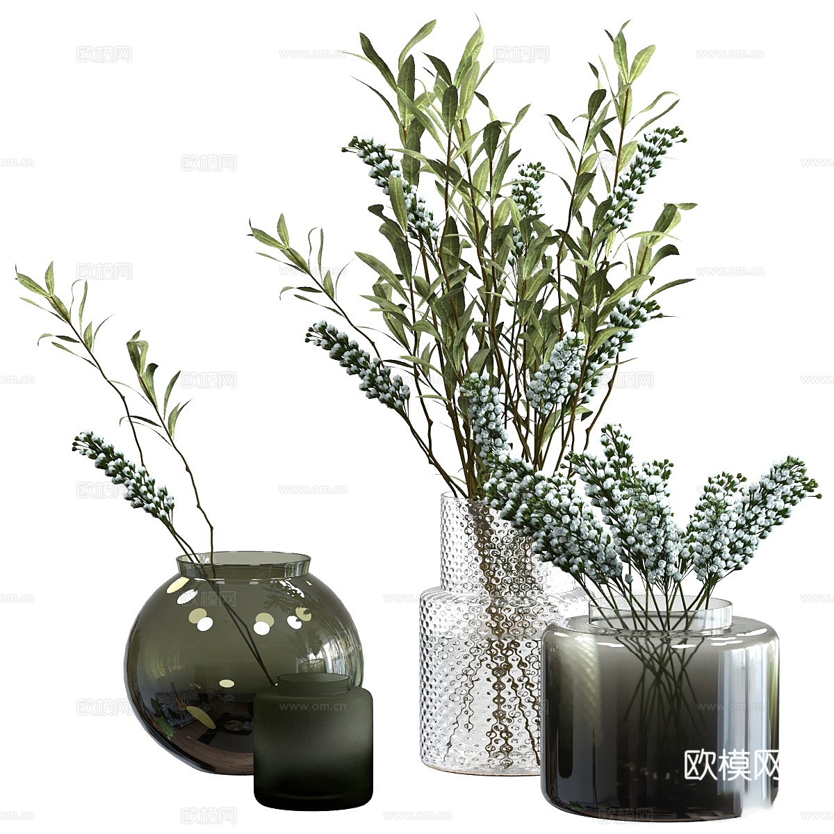 现代极简花瓶花艺3d模型