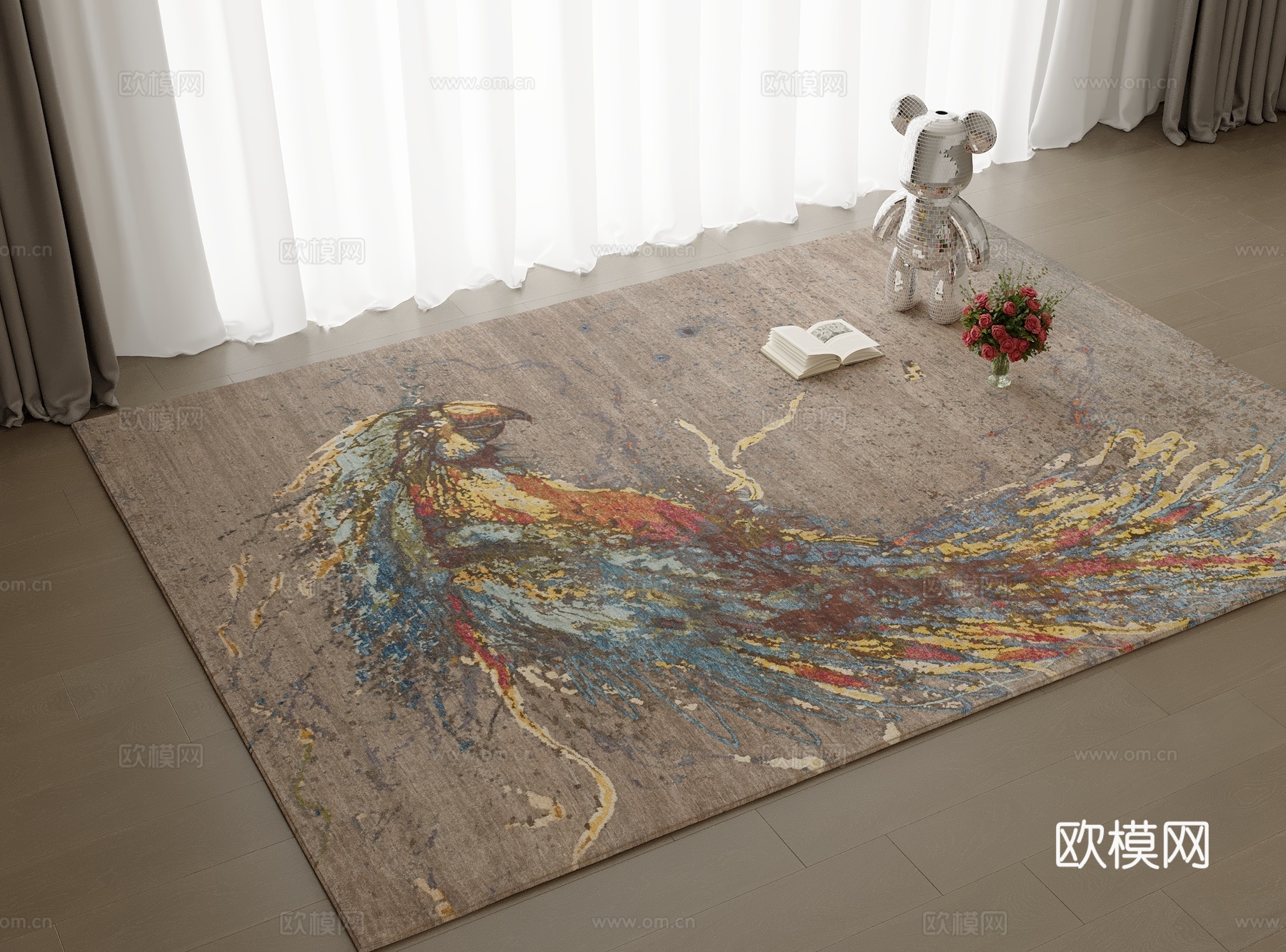 奶油风地毯 中古地毯 现代地毯  高质量地毯 地毯 艺术地毯3d模型下载