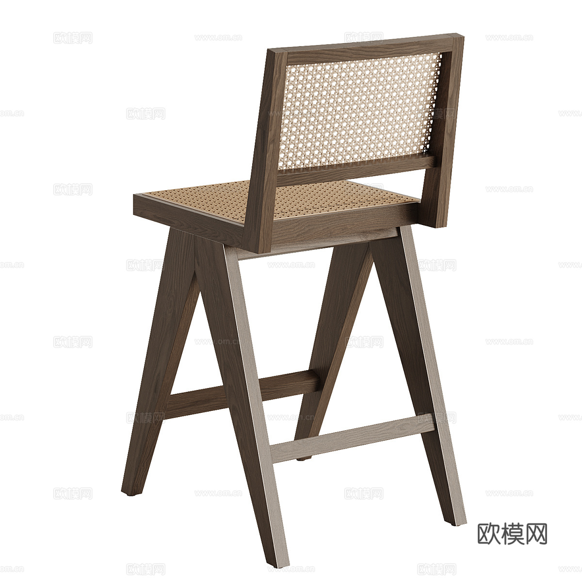 新中式原木吧台椅3d模型