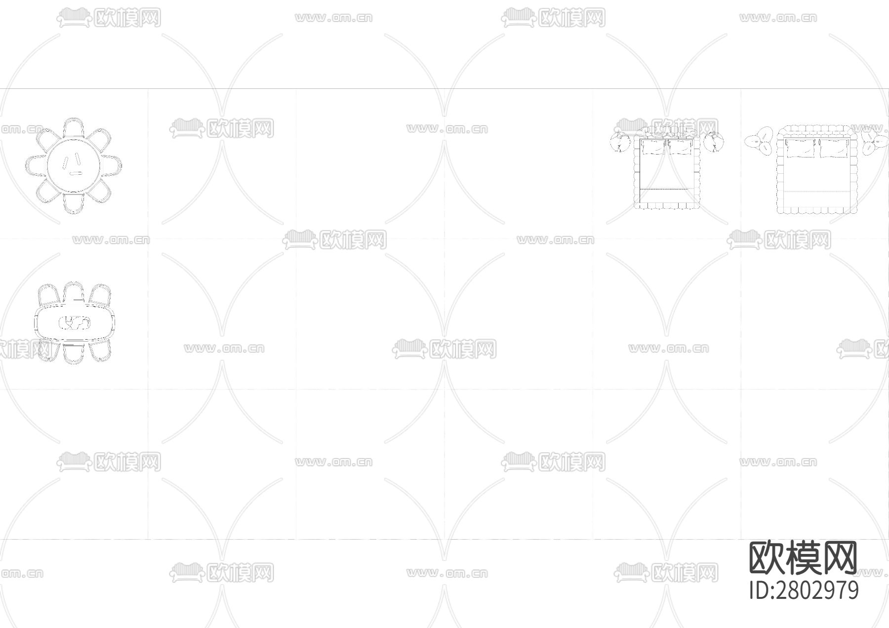 现代ROCHE BOBOIS罗奇堡平面+CAD图库下载（渲染图2）