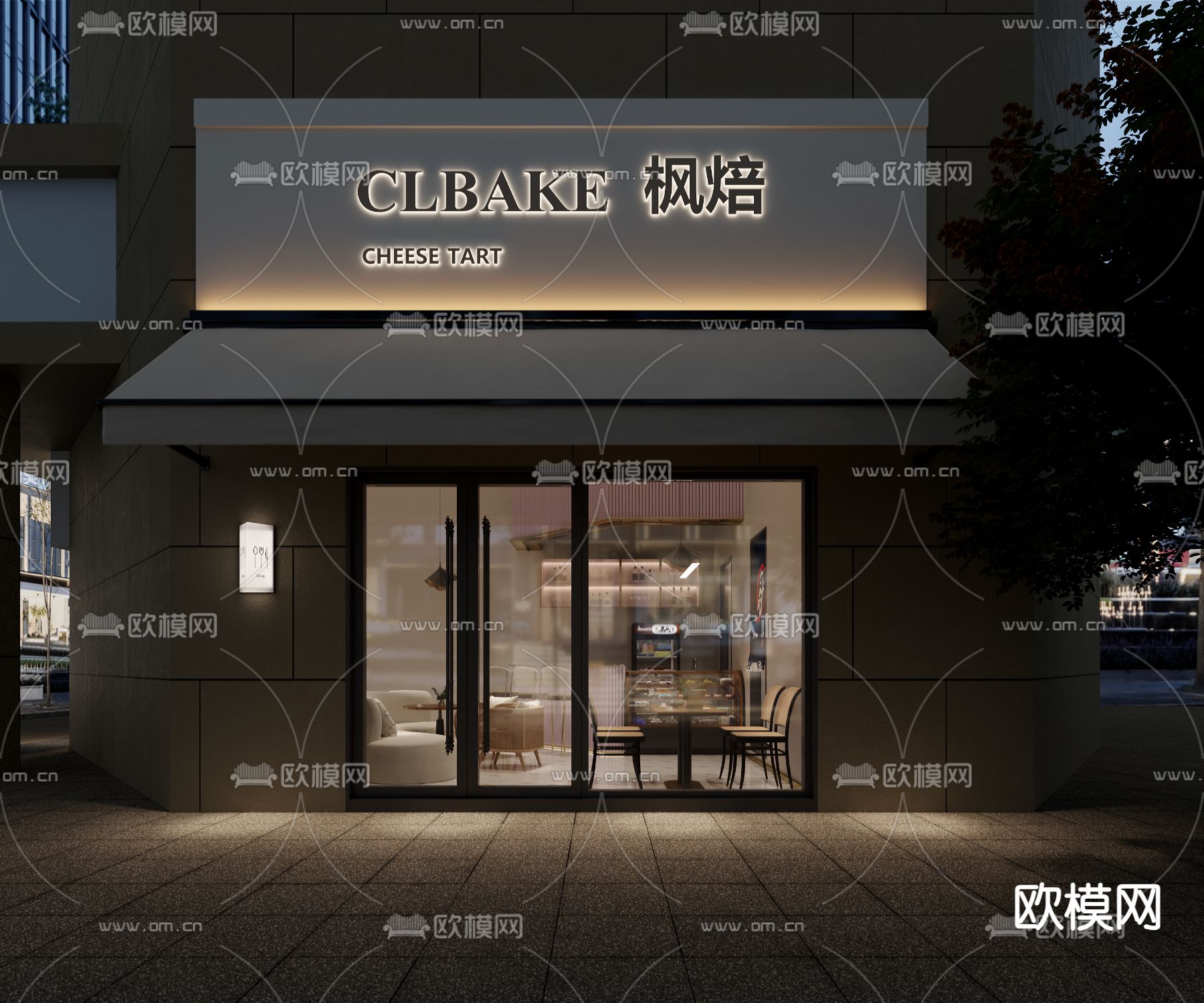 奶茶店门头 甜品店3d模型下载（渲染图1）