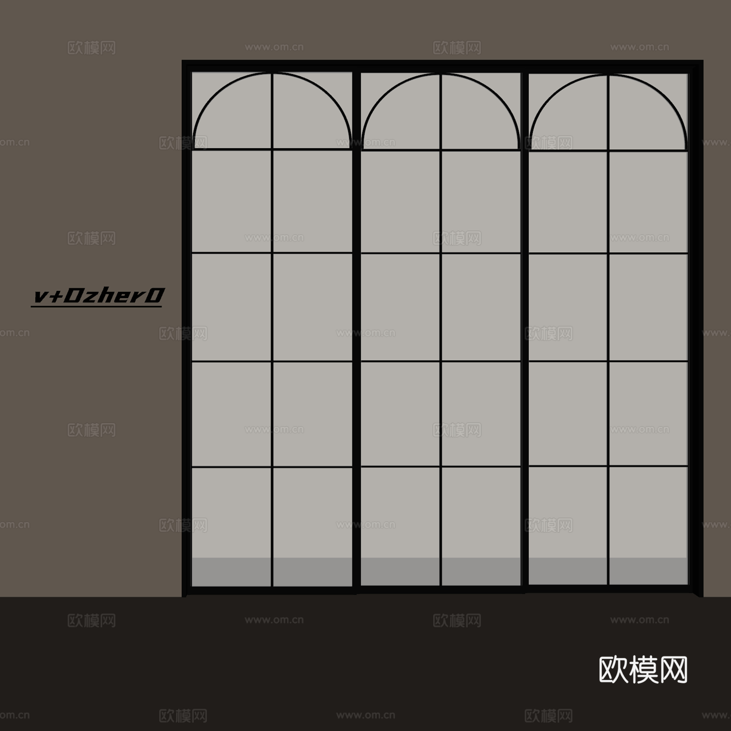现代玻璃推拉门su模型