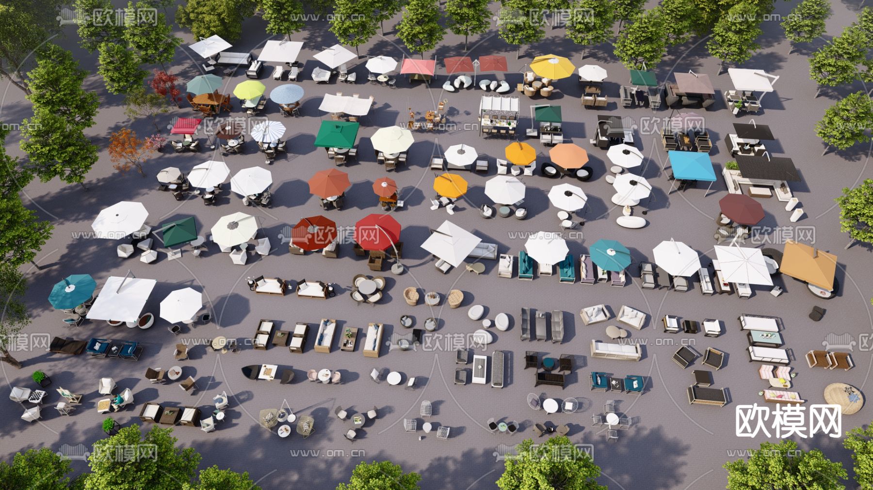 户外座椅 景观树池 儿童座椅 景区座椅su模型下载（渲染图1）