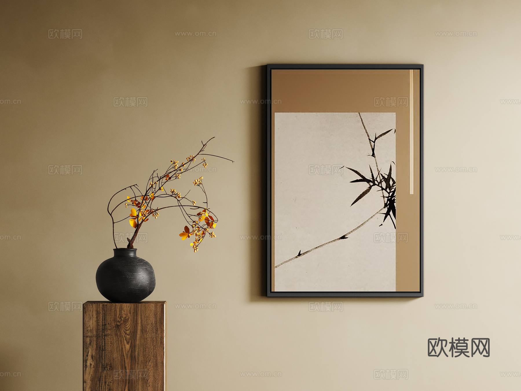 新中式宋式风挂画su模型