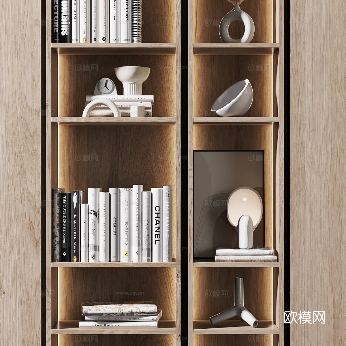 现代意式极简装饰书柜3d模型