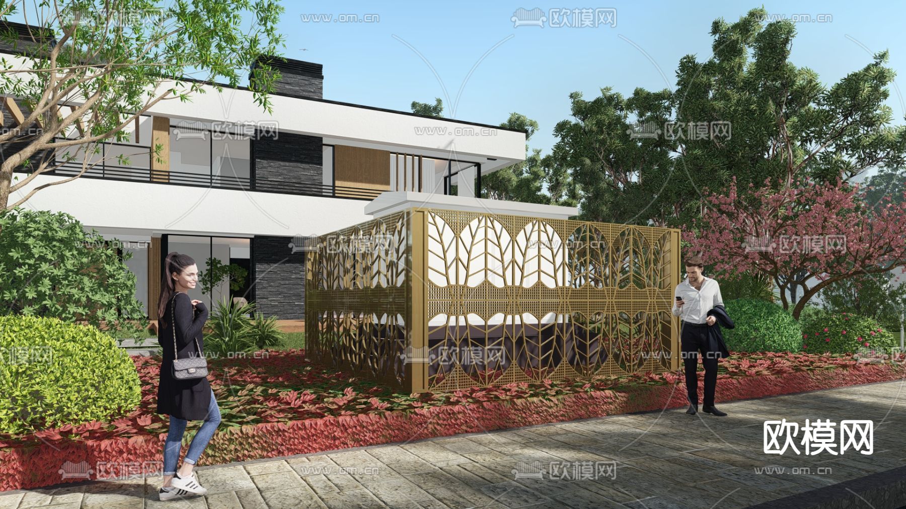 现代户外电箱su模型下载（渲染图1）