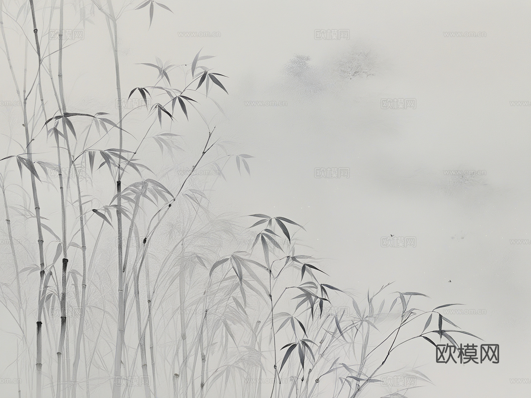 新中式竹子壁画