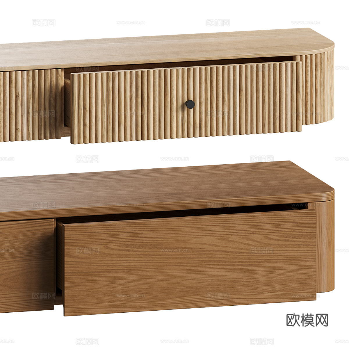 现代意式极简实木悬空电视柜3d模型