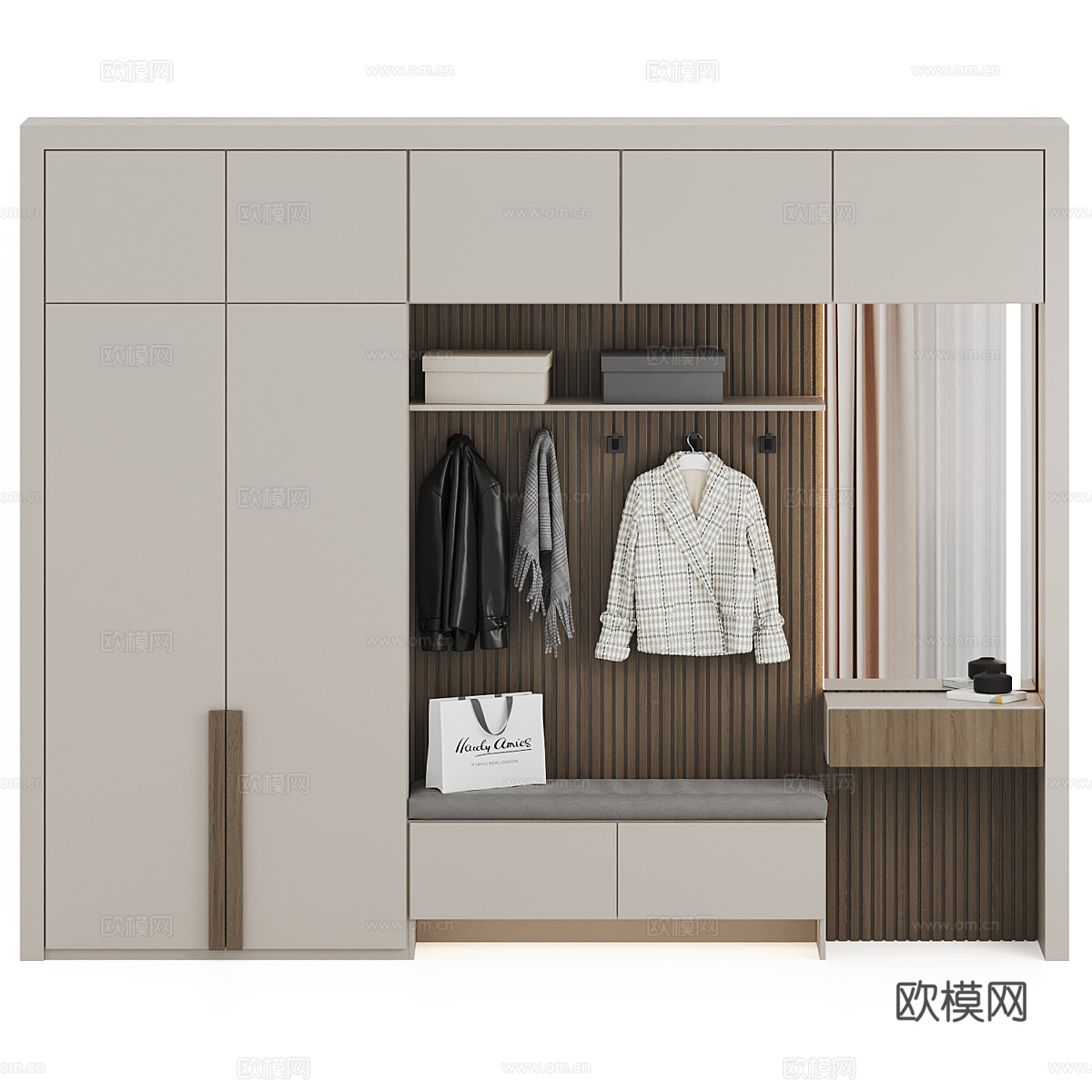 现代意式极简鞋柜3d模型