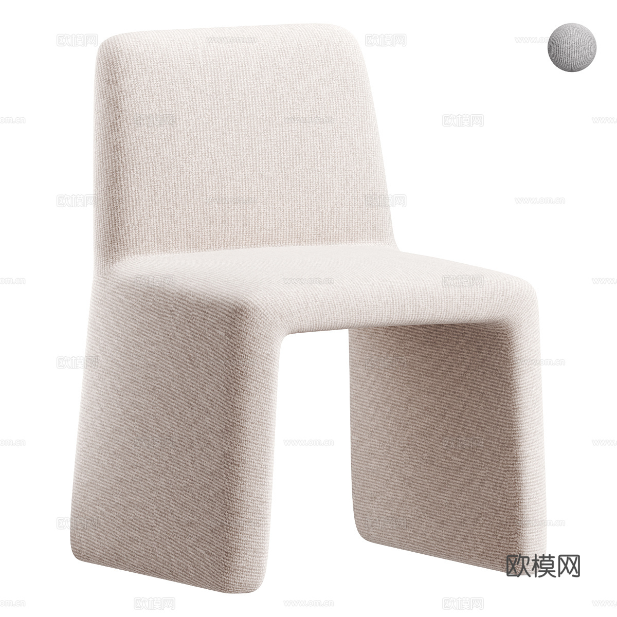 现代奶油风布艺单椅3d模型