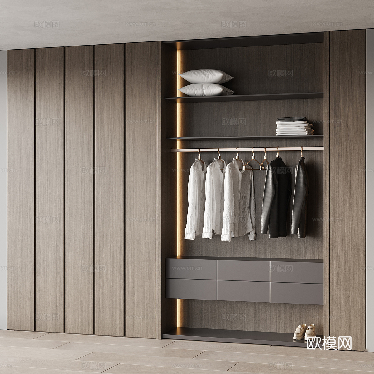 现代意式极简衣柜3d模型
