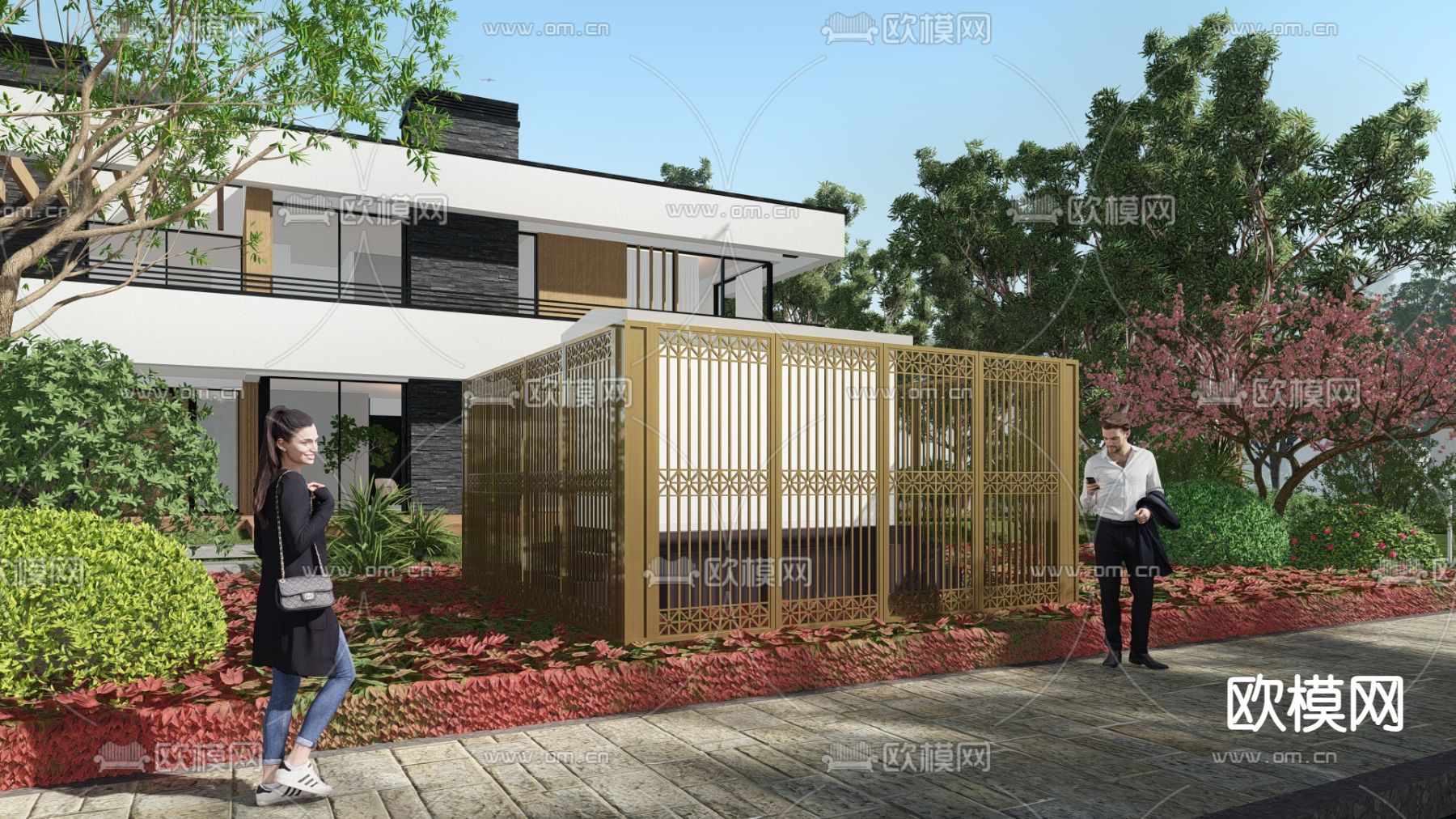 现代户外电箱su模型下载（渲染图1）