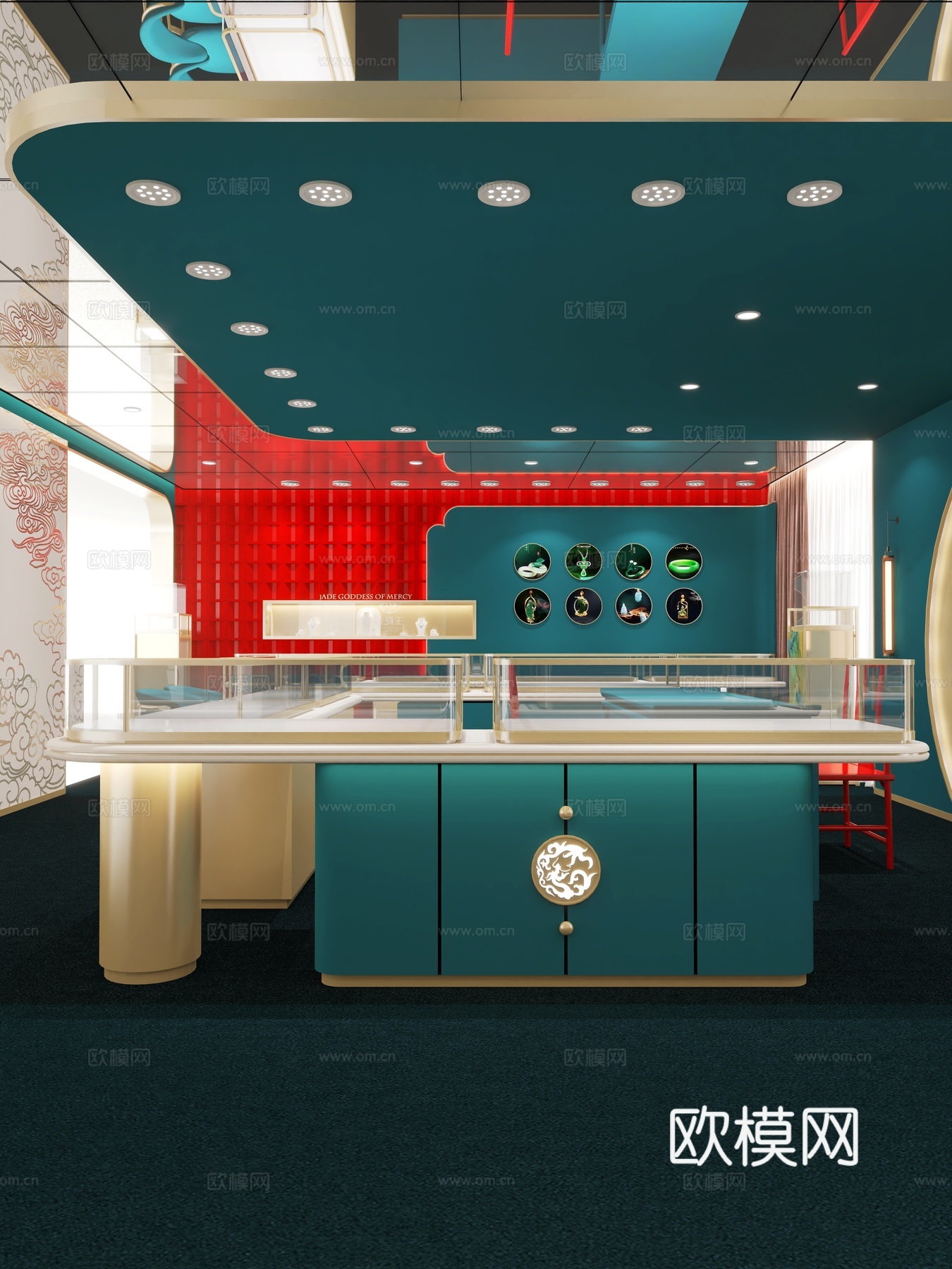 现代珠宝店_玉观音_珠宝柜台3D模型3d模型