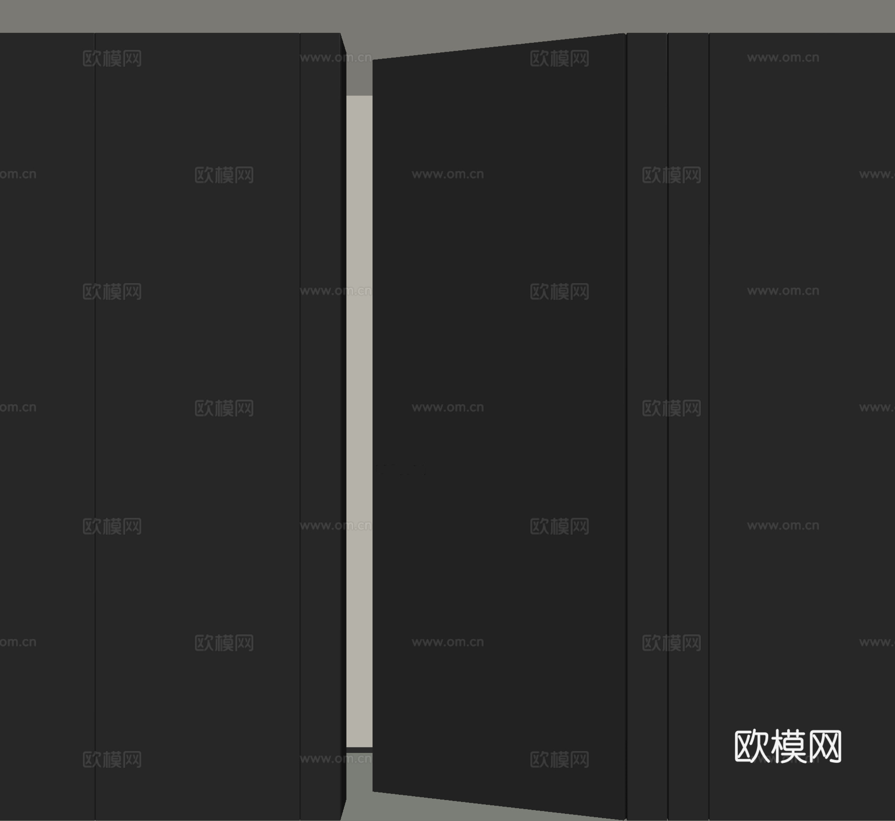 现代单开门 极简隐形门 卧室门su模型