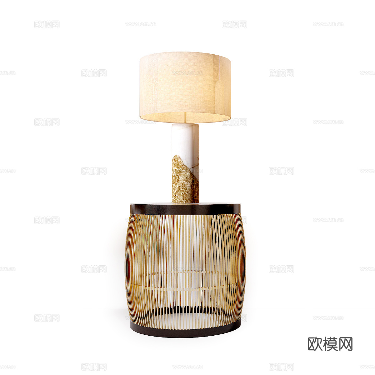 新中式床头柜 台灯3d模型