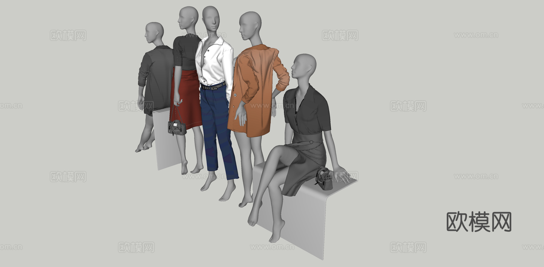 服装模特su模型下载