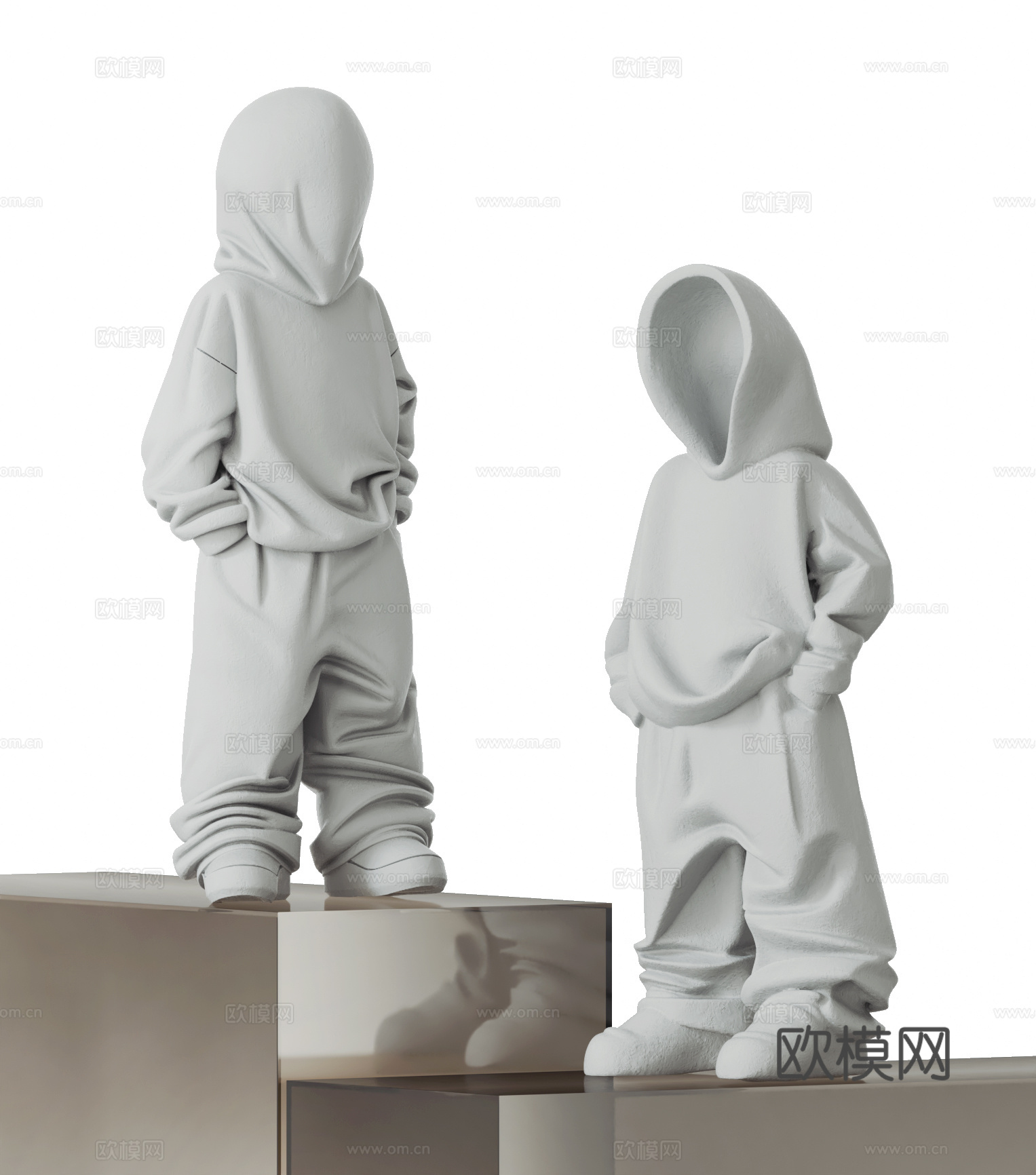 现代抽象人形雕塑3d模型