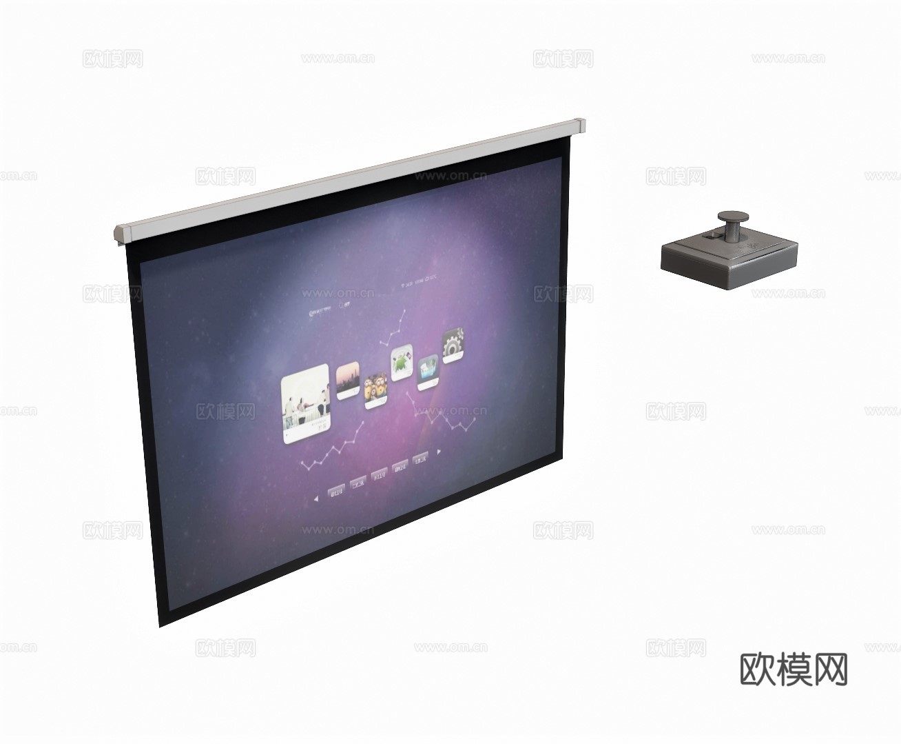 现代投影幕布投影仪su模型下载