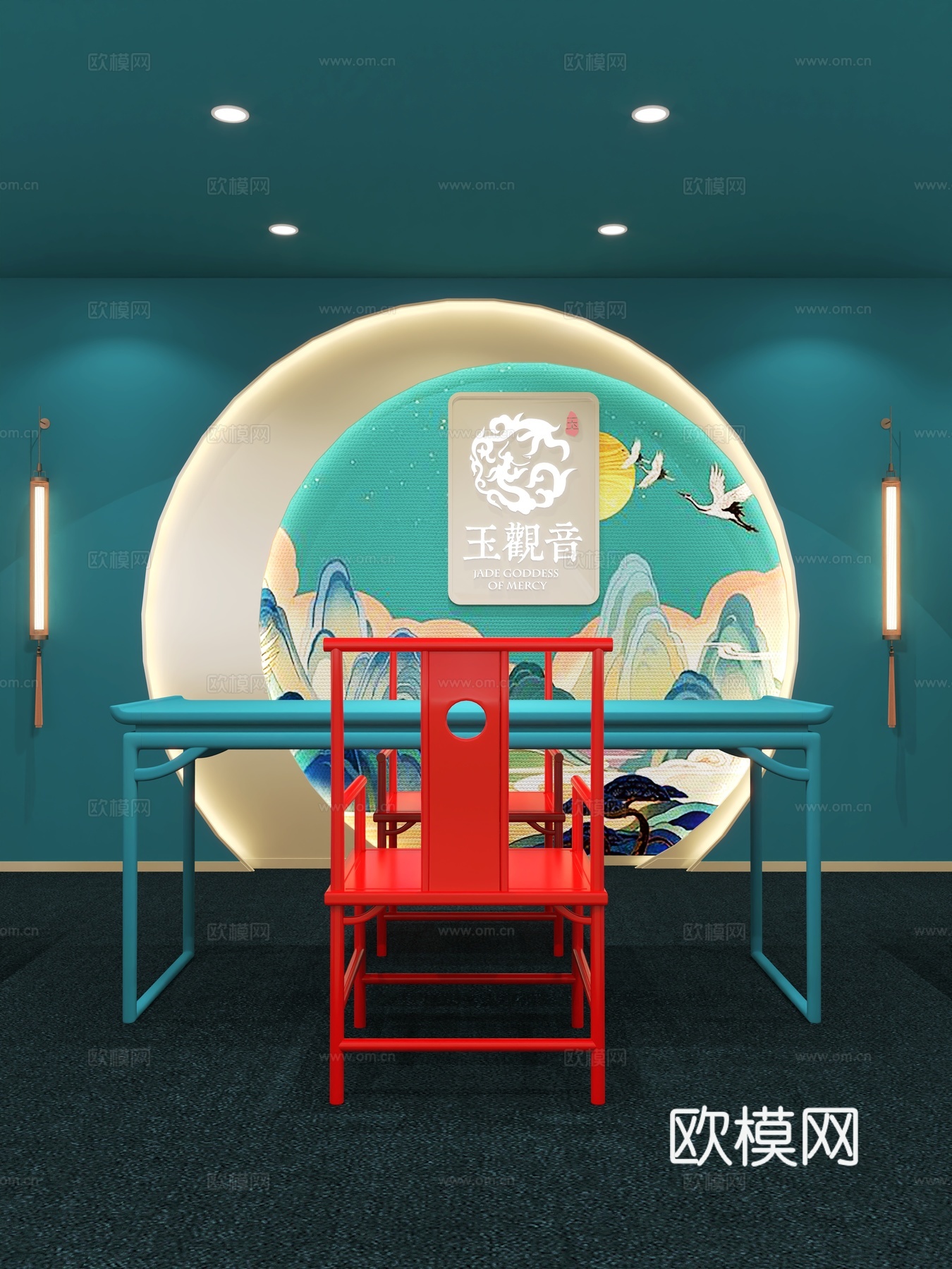 现代珠宝店_玉观音_珠宝柜台3D模型3d模型
