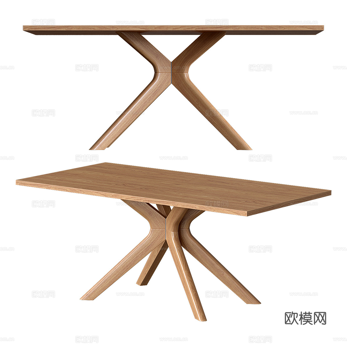 新中式实木长餐桌3d模型