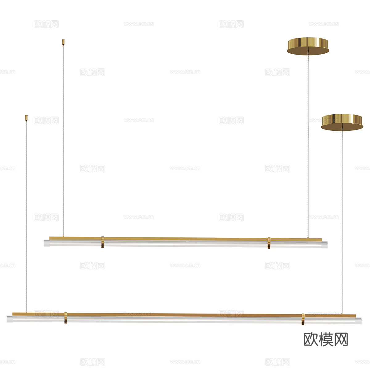 现代轻奢极简长条金属玻璃装饰吊灯3d模型