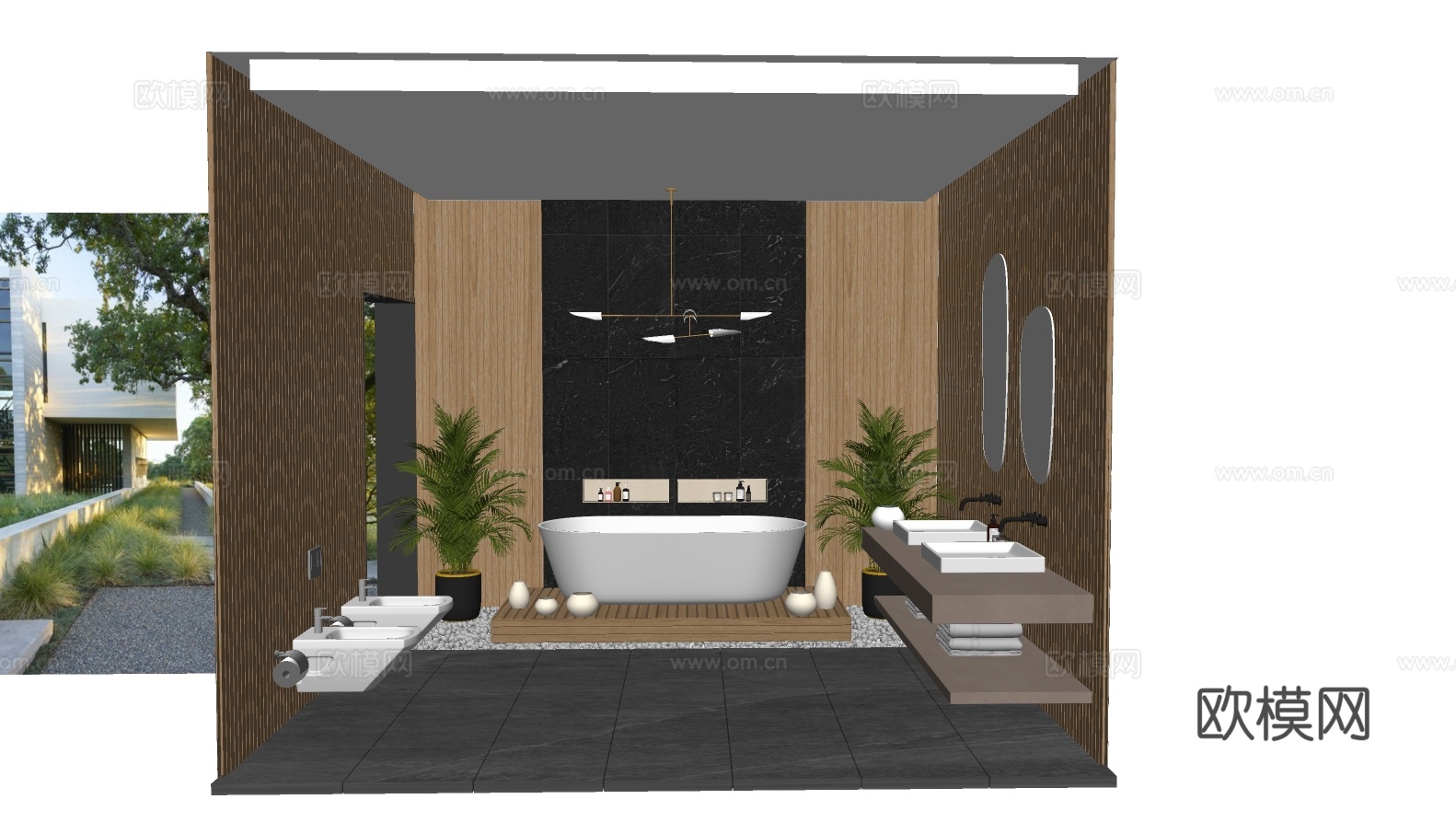 现代浴室卫生间su模型下载下载