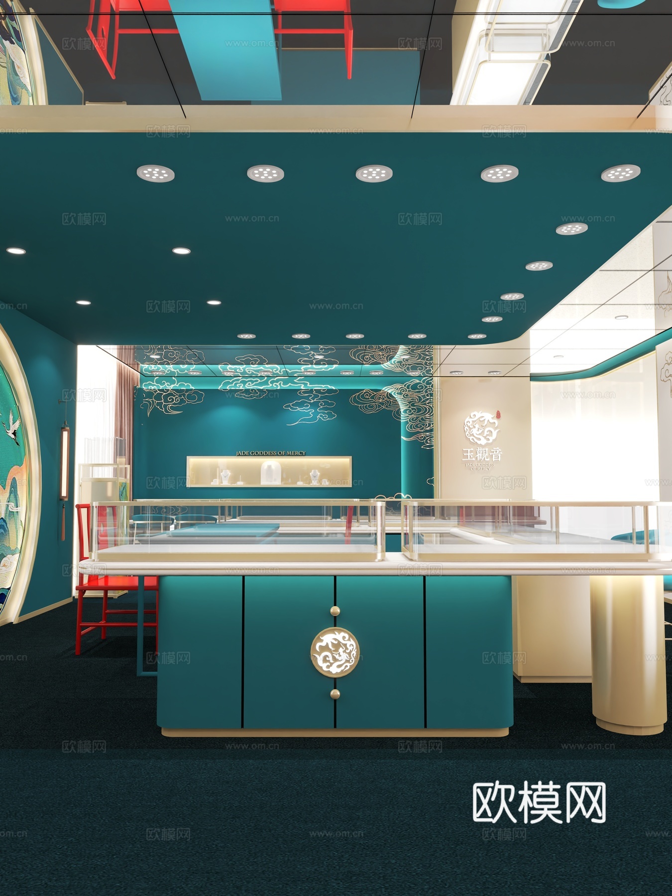 现代珠宝店_玉观音_珠宝柜台3D模型3d模型
