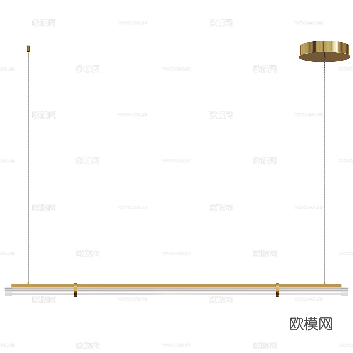 现代轻奢极简长条金属玻璃装饰吊灯3d模型