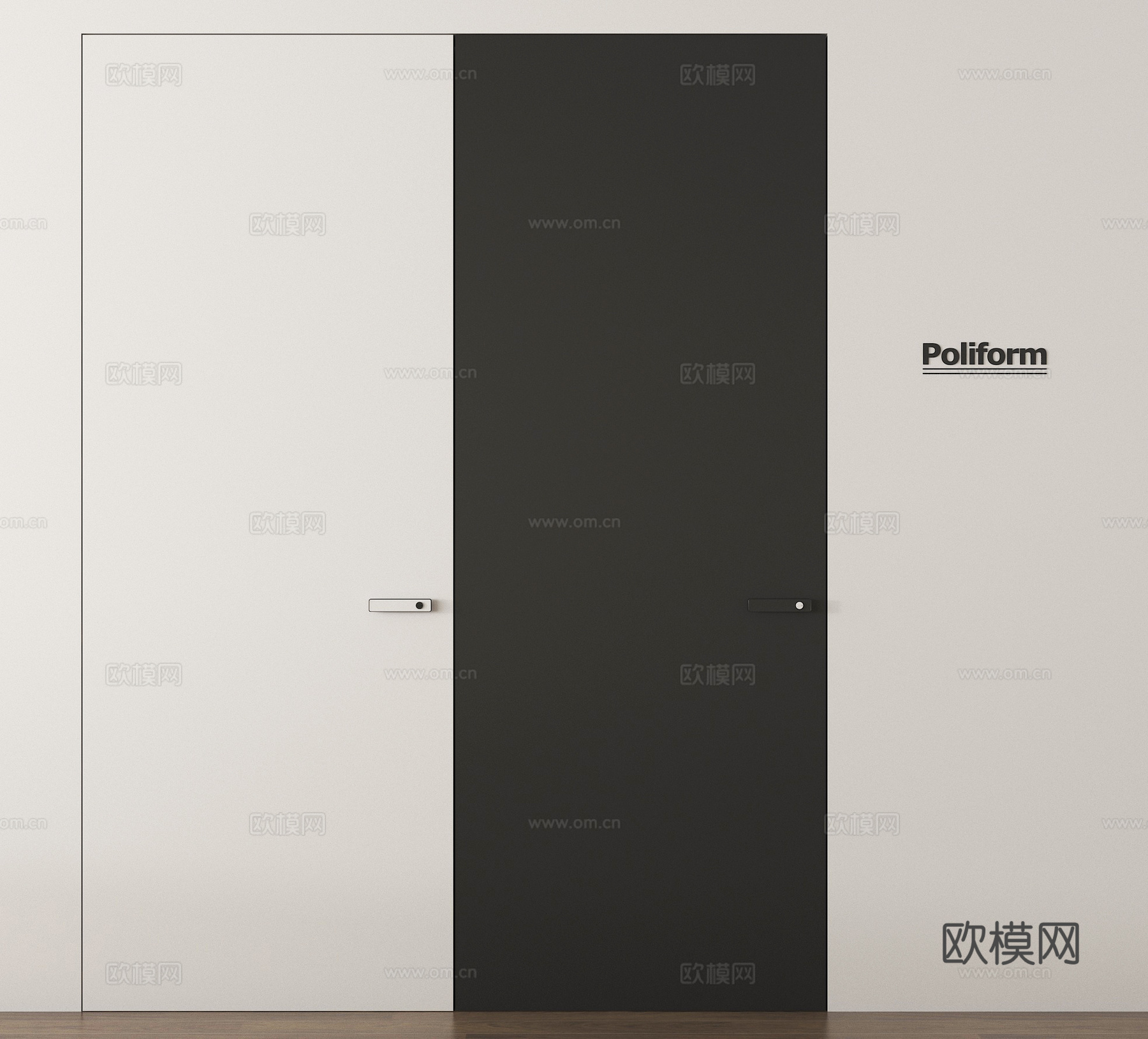 现代单开门 极简隐形门 卧室门su模型