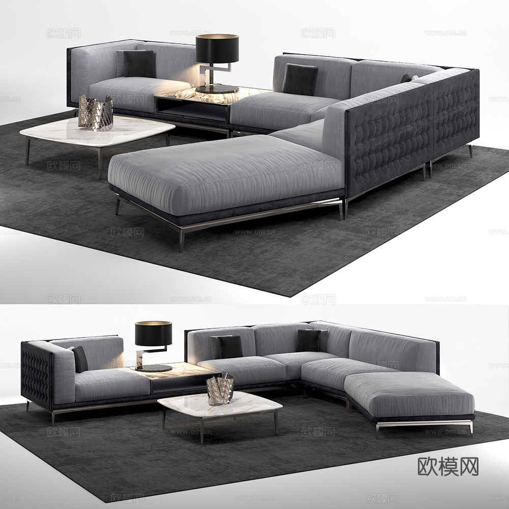 现代转角沙发模型组合3d模型