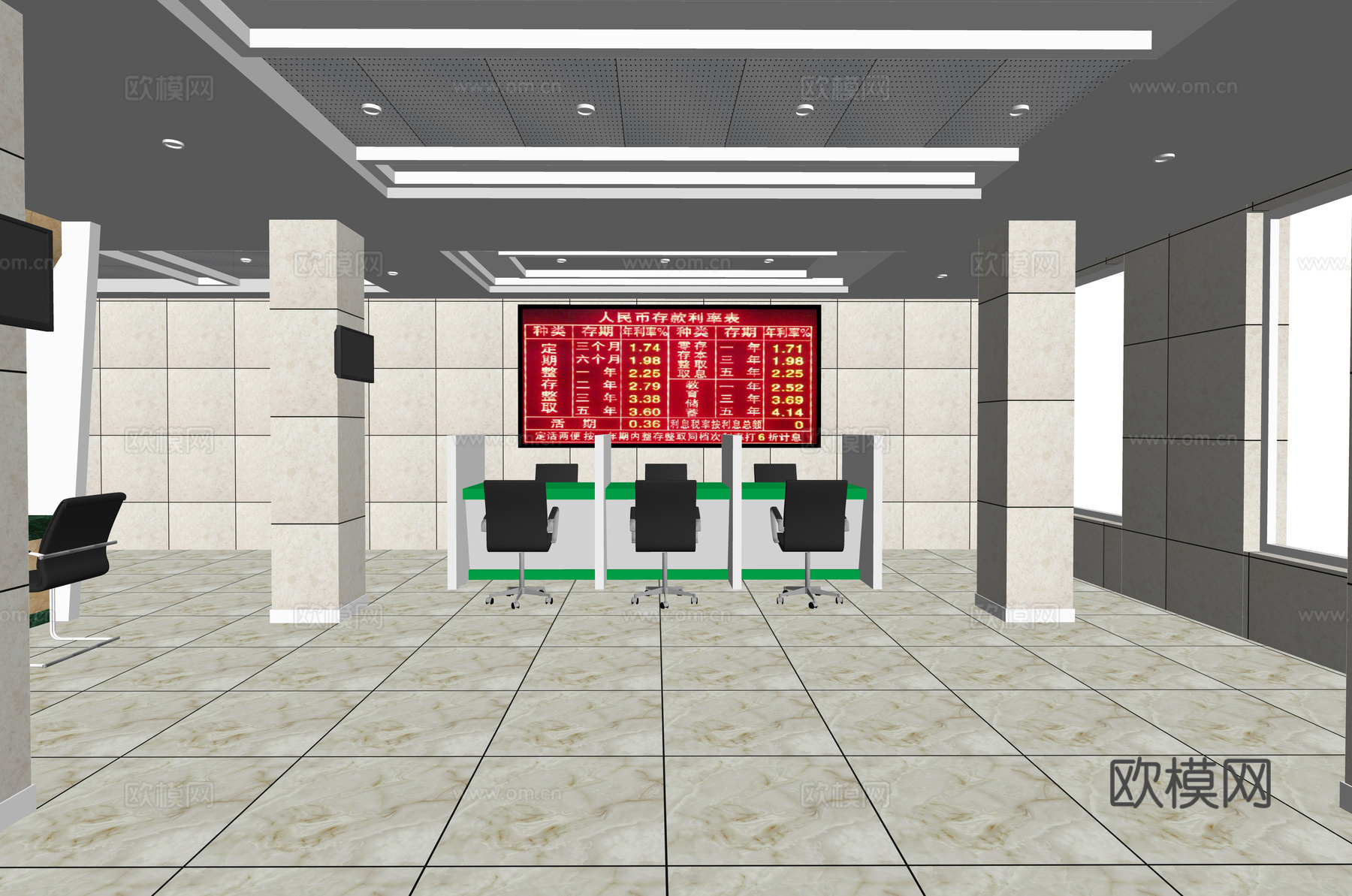 现代银行大堂su模型下载