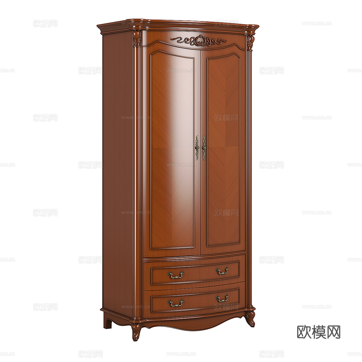 美式复古成品衣柜3d模型