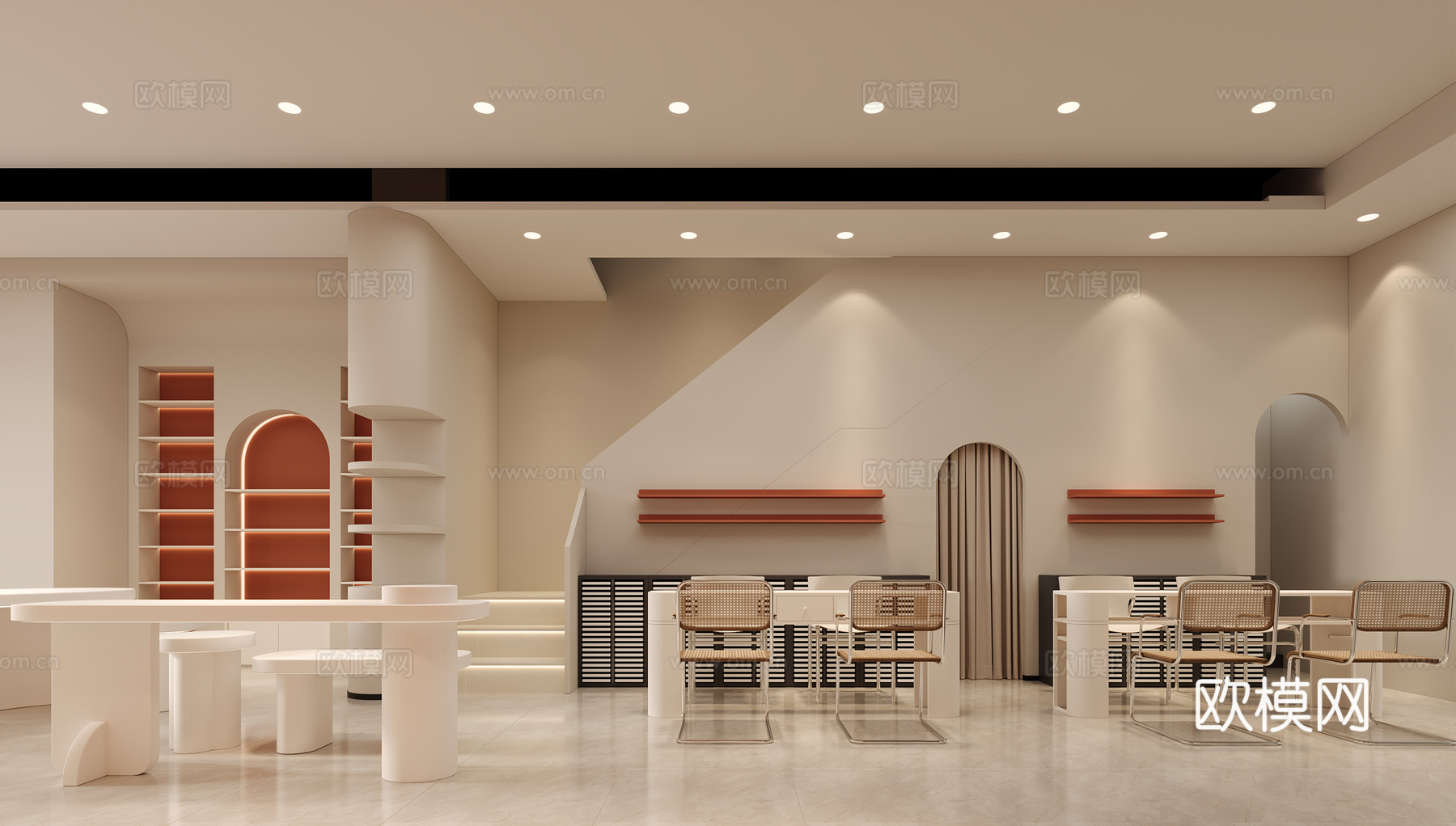 现代奶油风 美甲美睫化妆品店3d模型