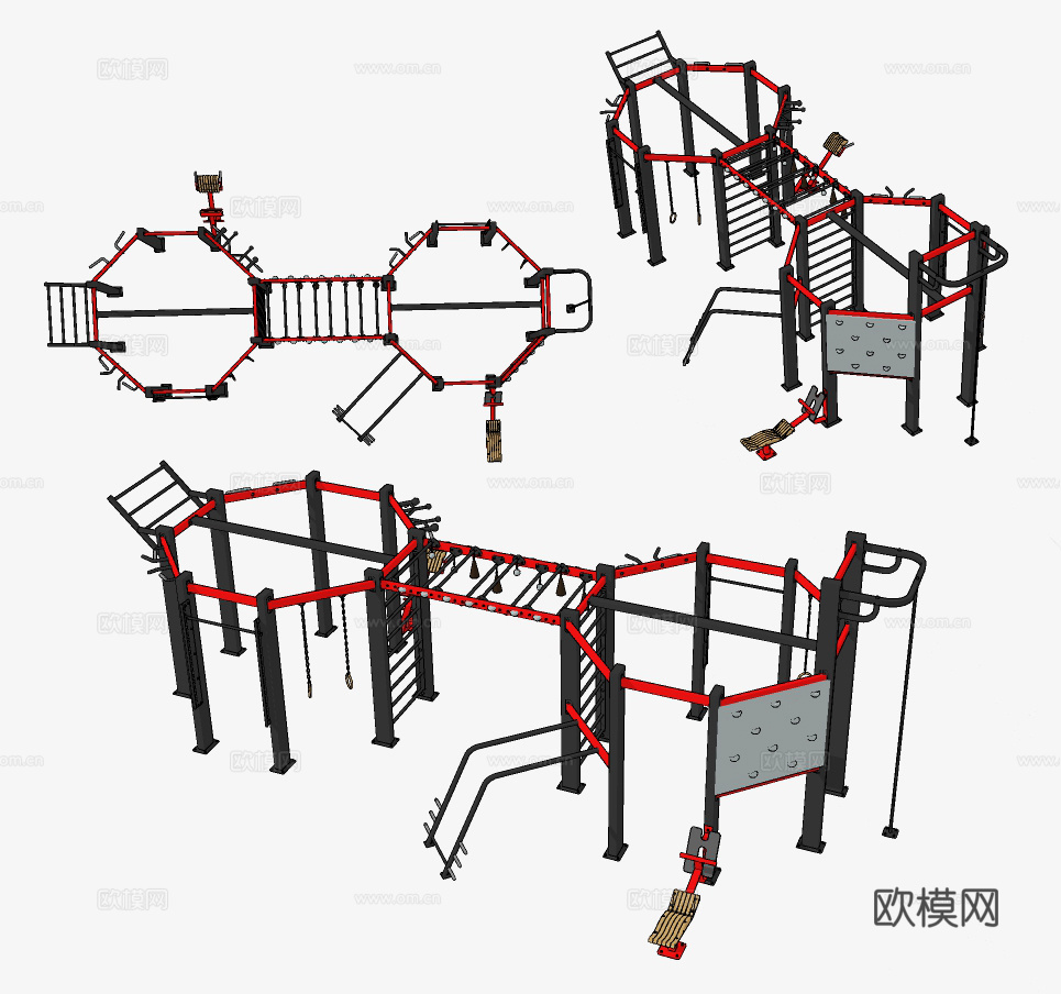 现代攀爬健身器材su模型下载