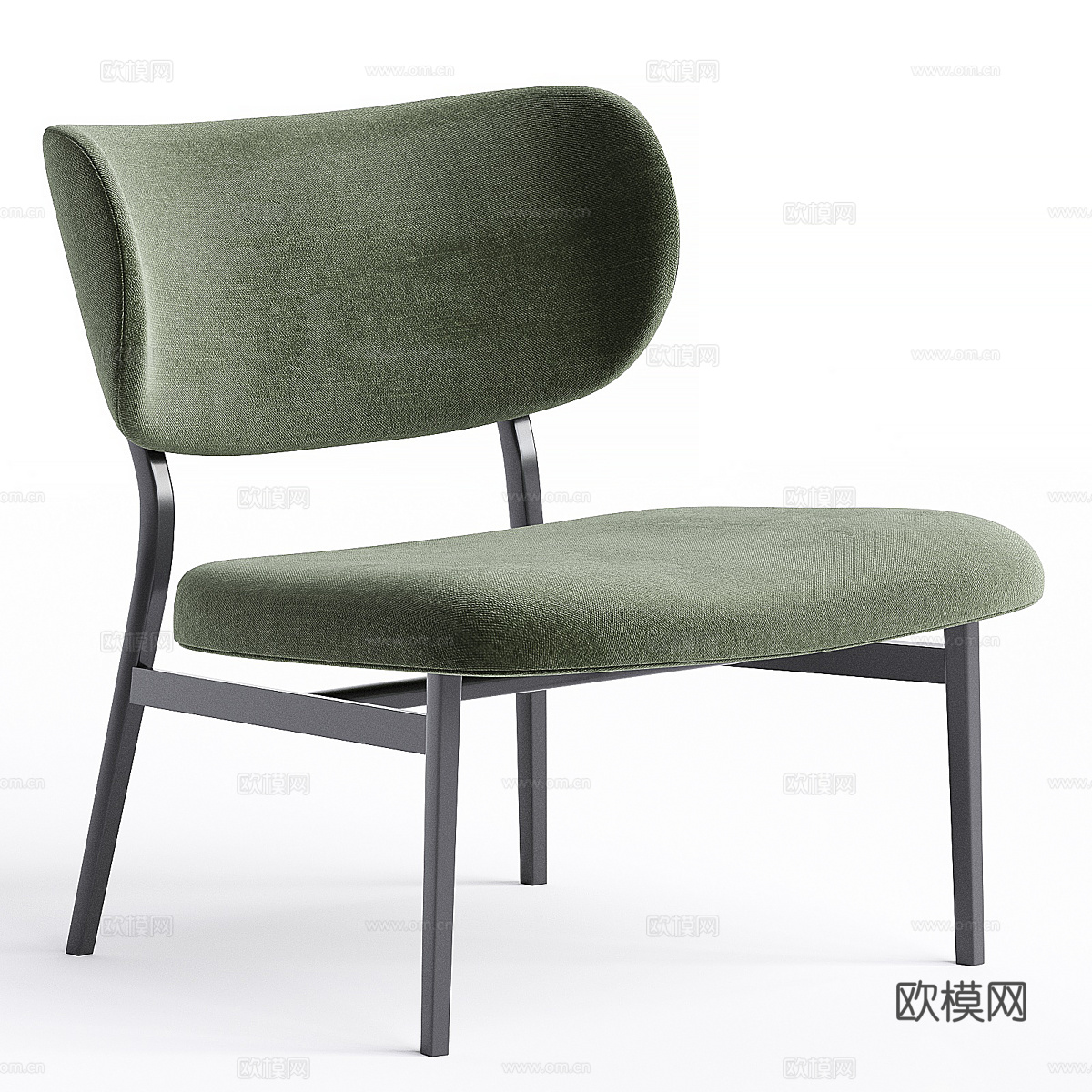 现代意式极简布艺木质扶手椅3d模型