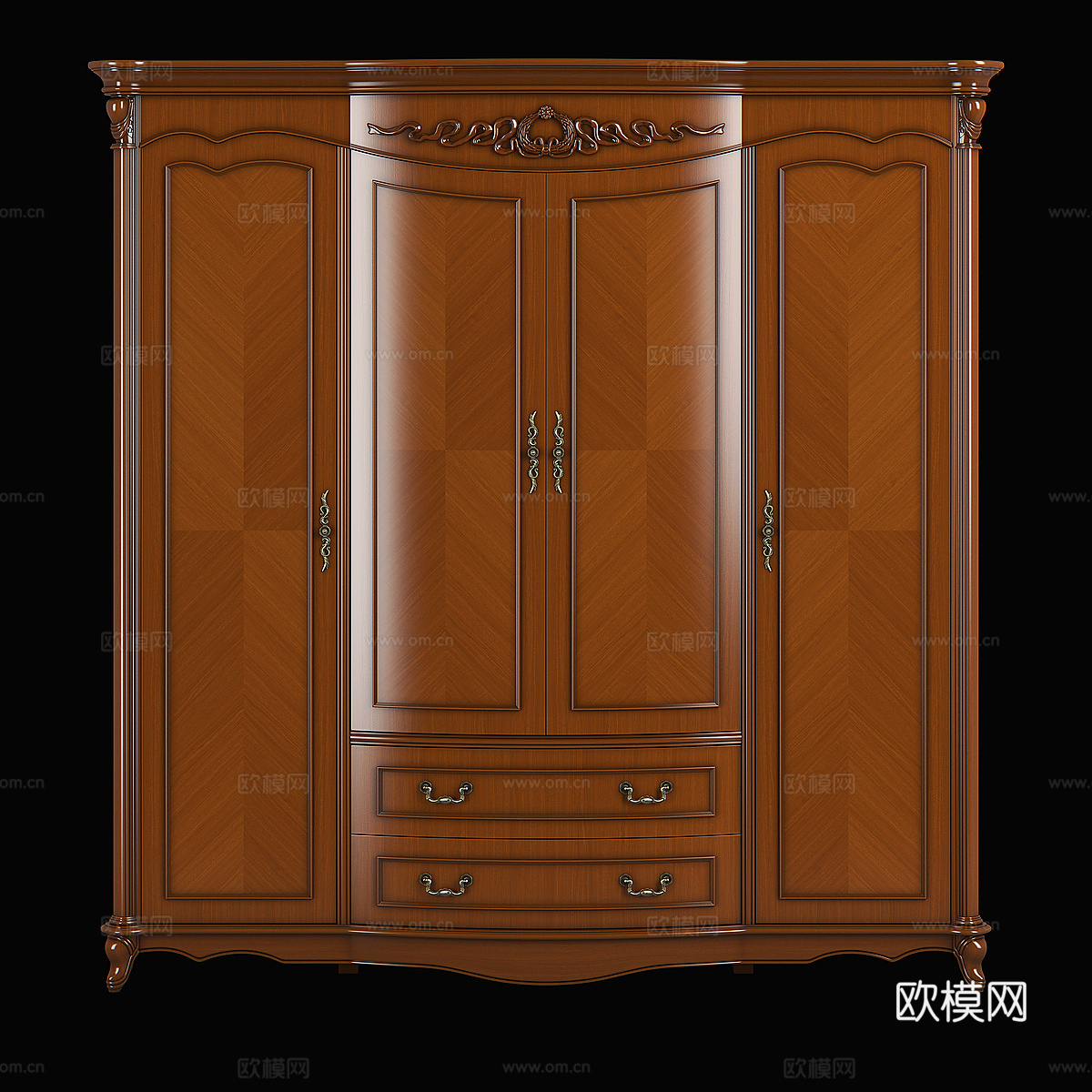 美式复古成品衣柜3d模型