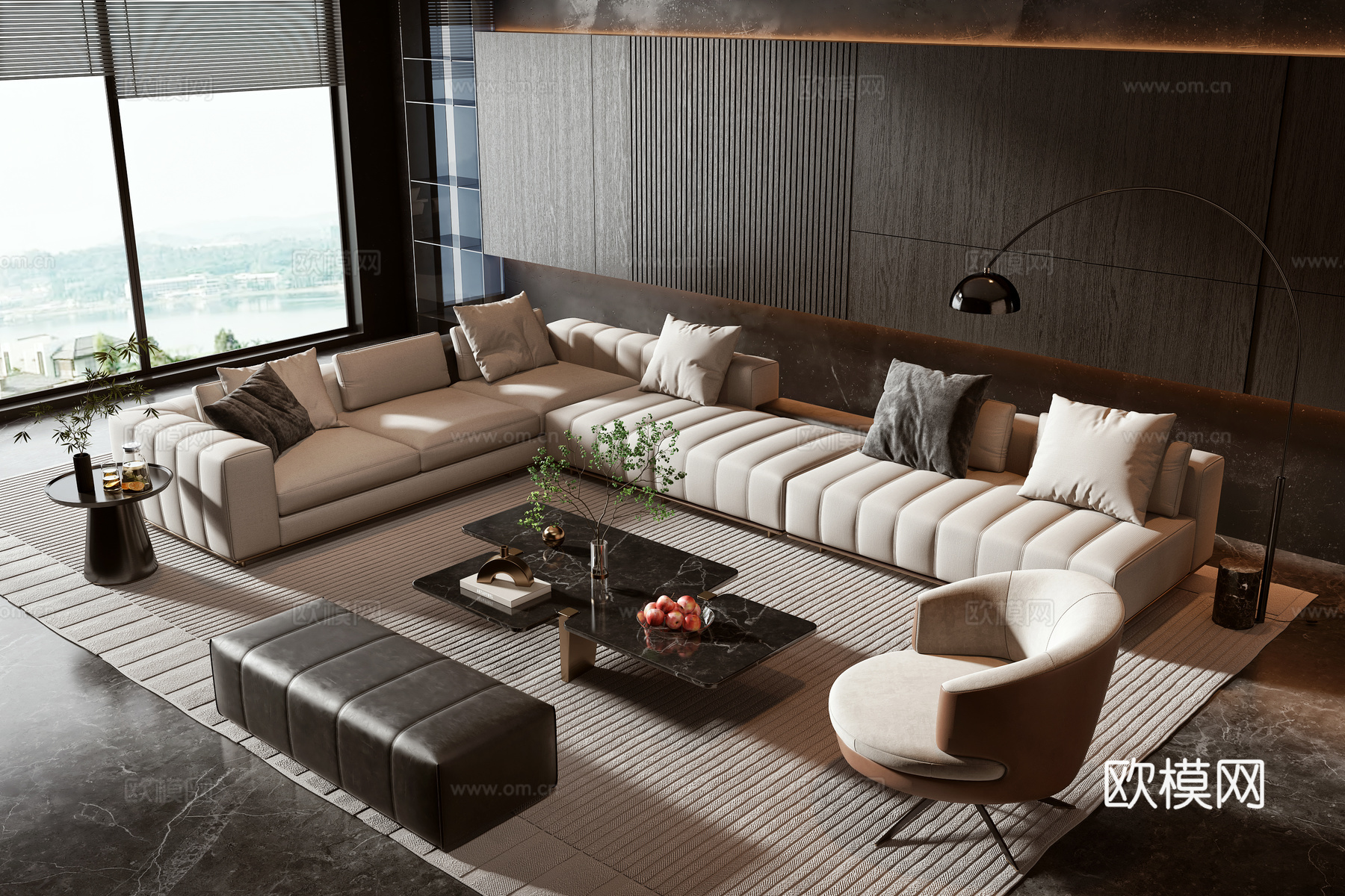 Minotti现代沙发茶几组合3d模型
