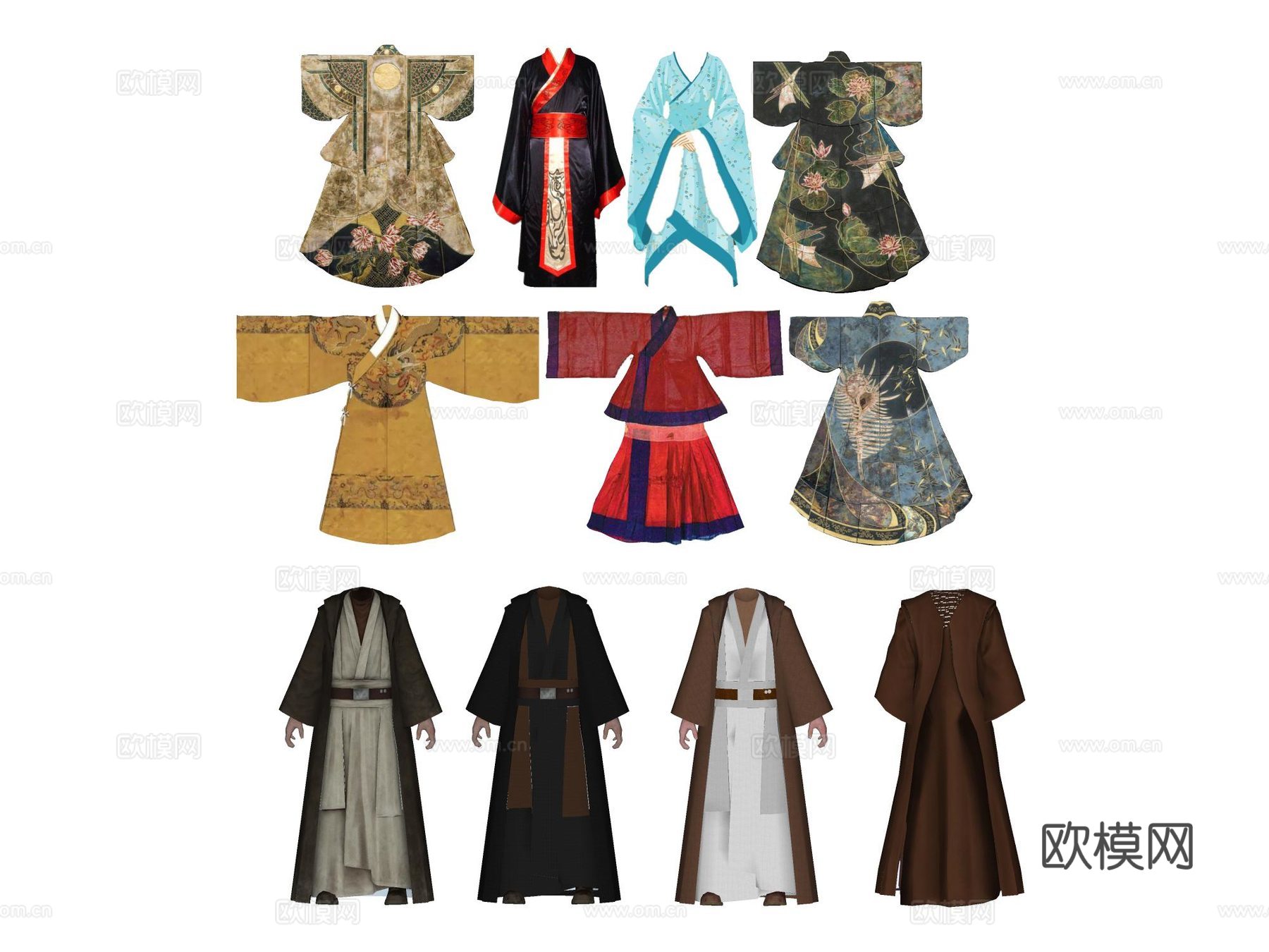 汉服古代服饰 古风中国风 古代人物su模型下载