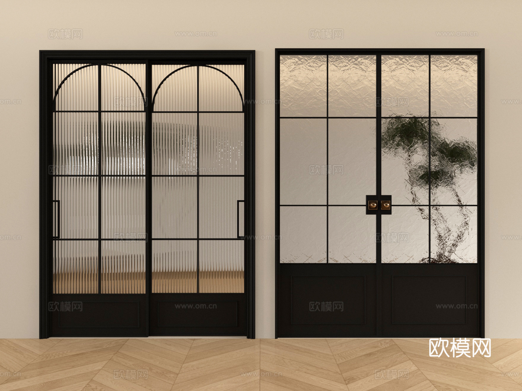 玻璃门 玻璃双开门3d模型