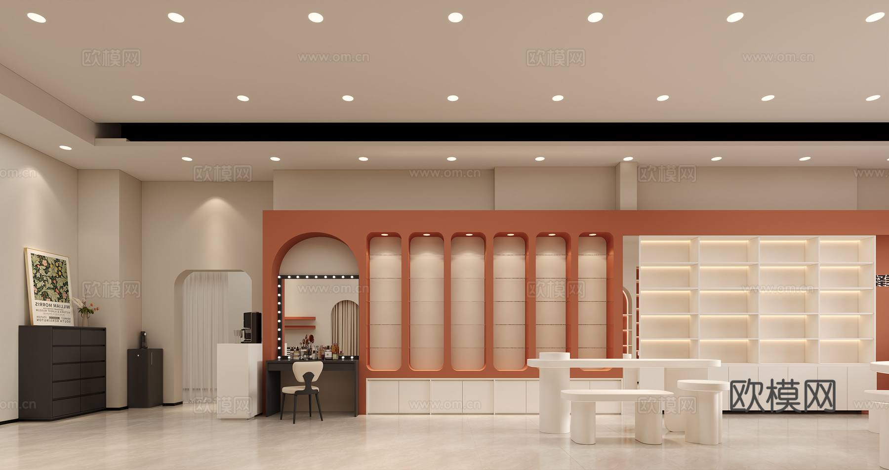 现代奶油风 美甲美睫化妆品店3d模型