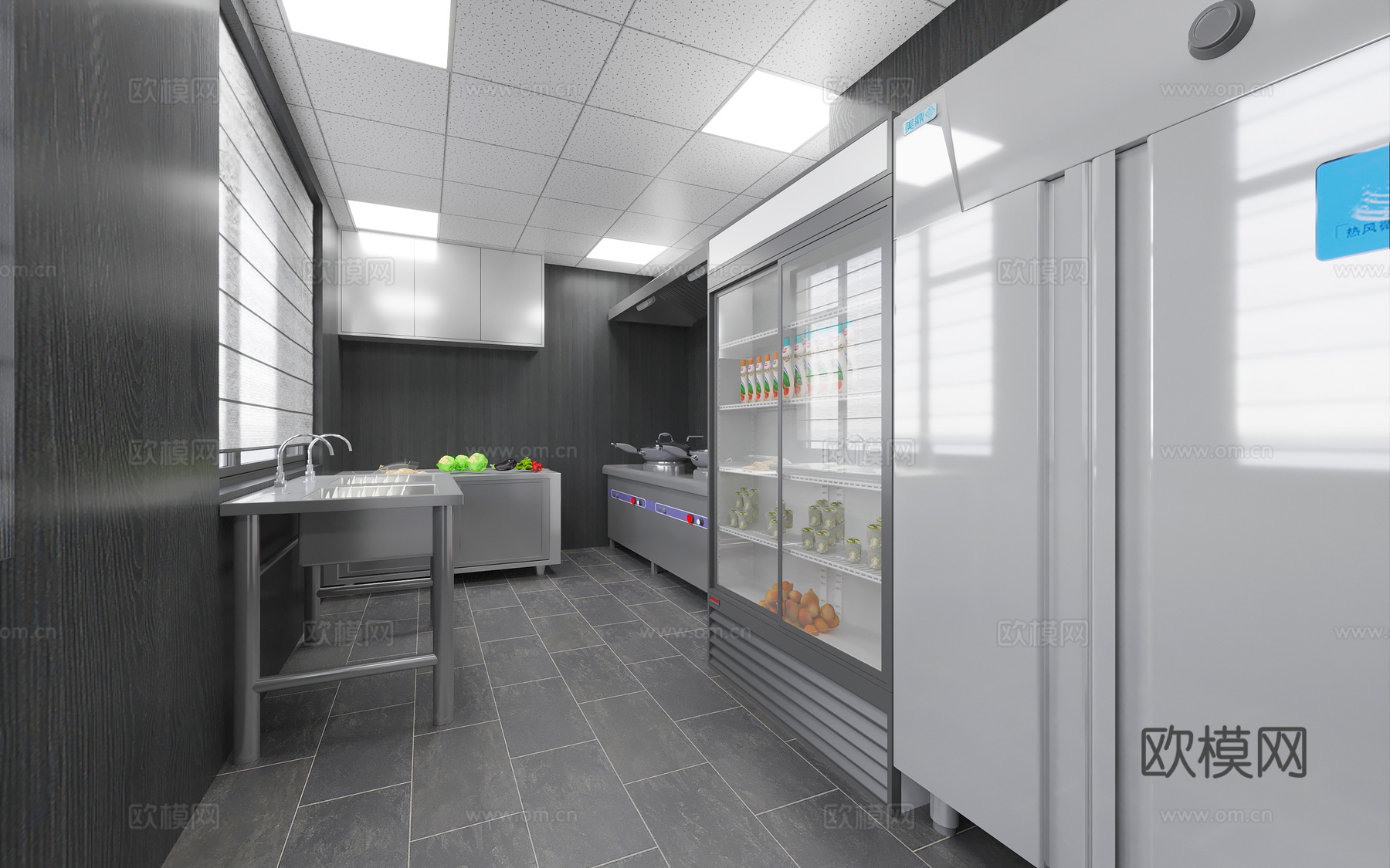 现代 餐饮 厨房 后厨 私人会所 厨具3d模型