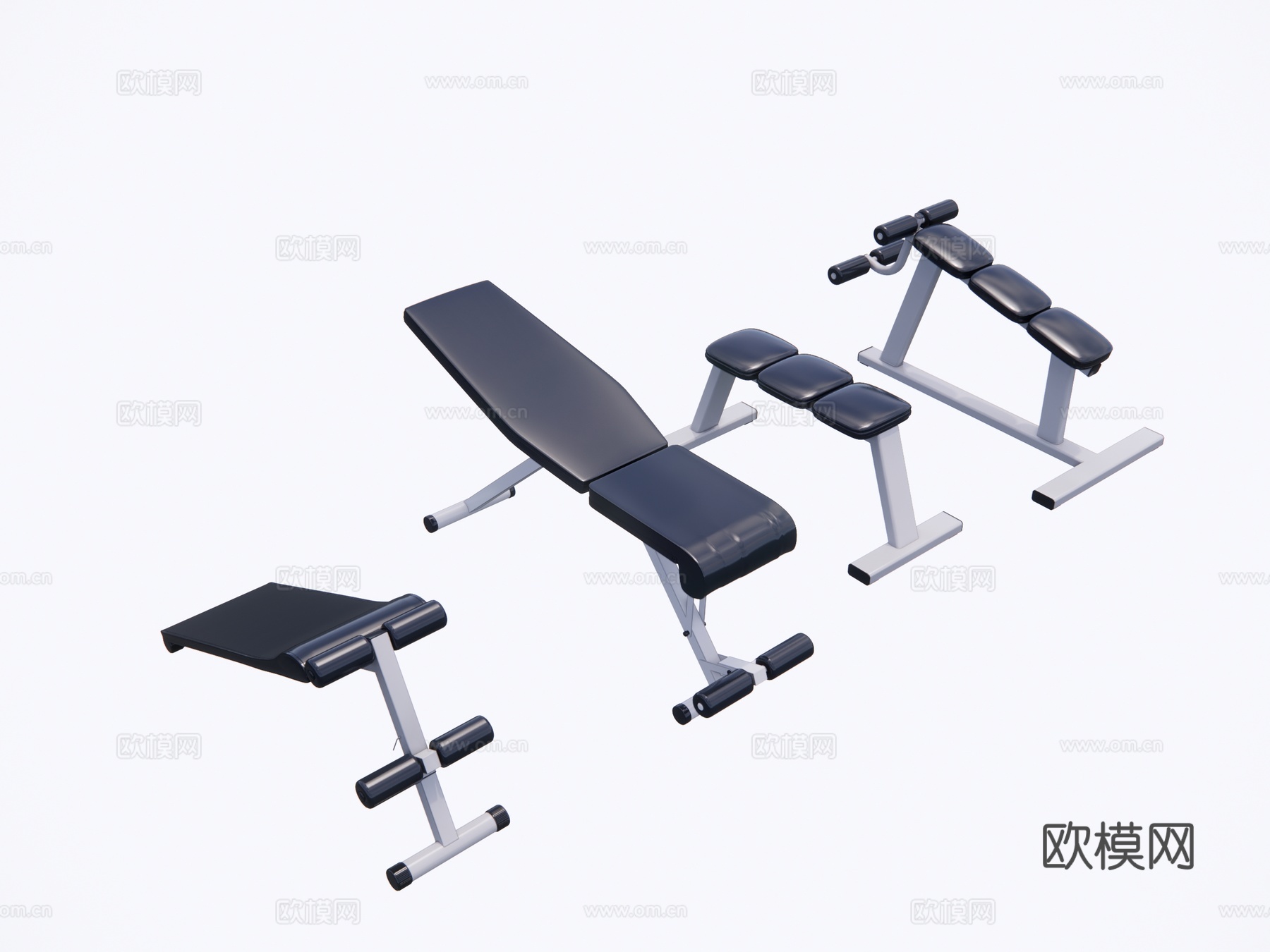 现代健身器械 健身器材su模型下载