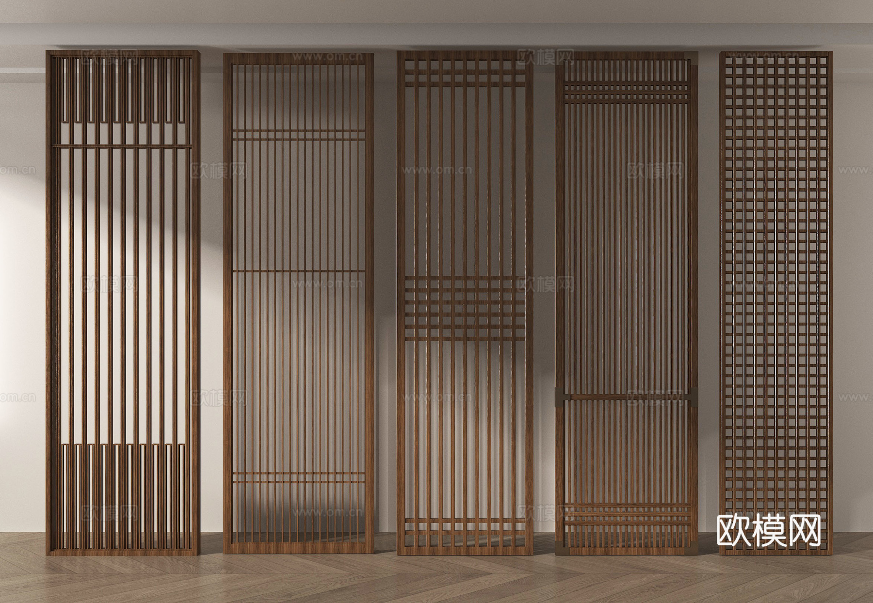 新中式隔断 屏风 花格 木隔断3d模型