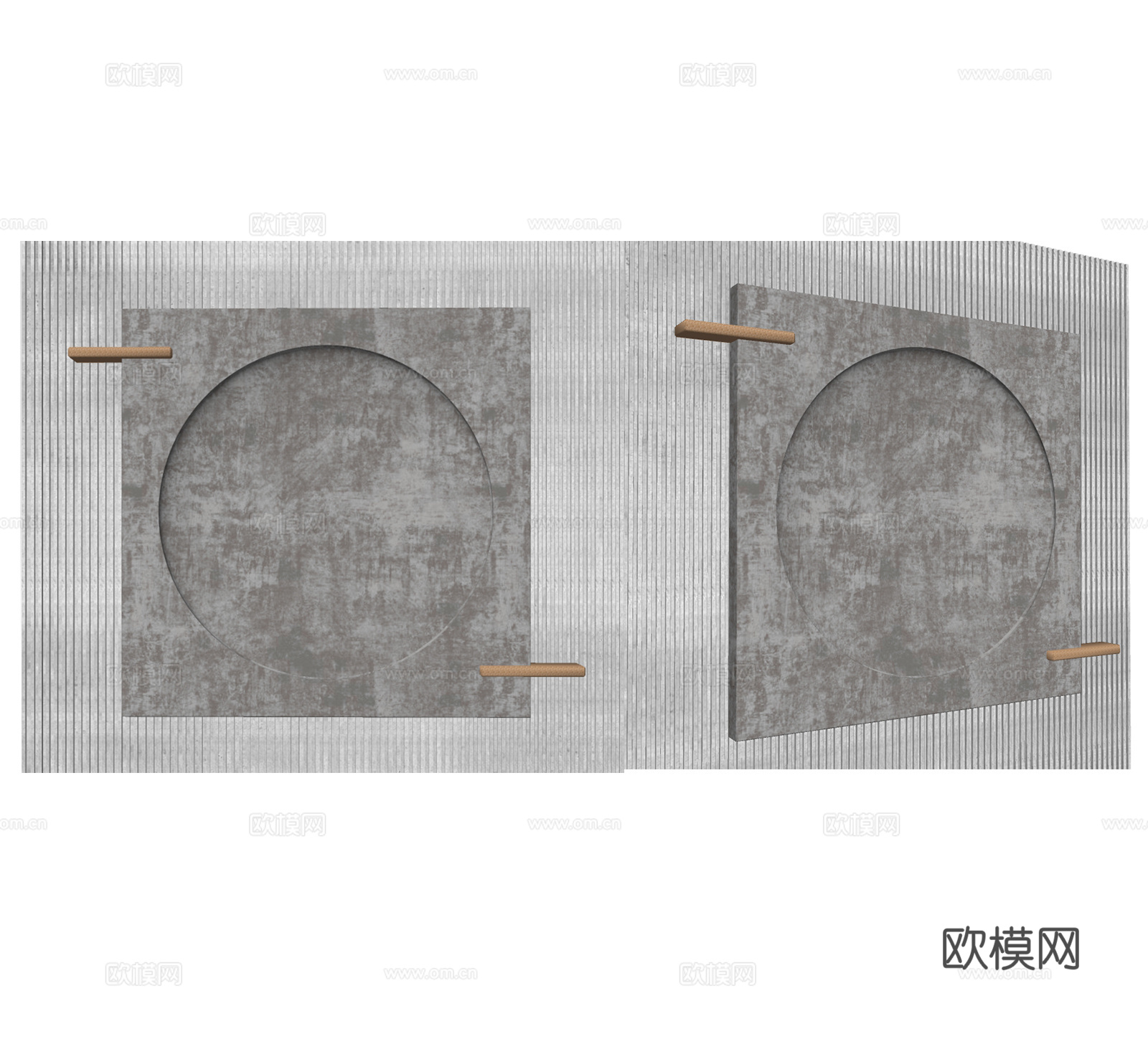 北欧水泥墙饰su模型下载