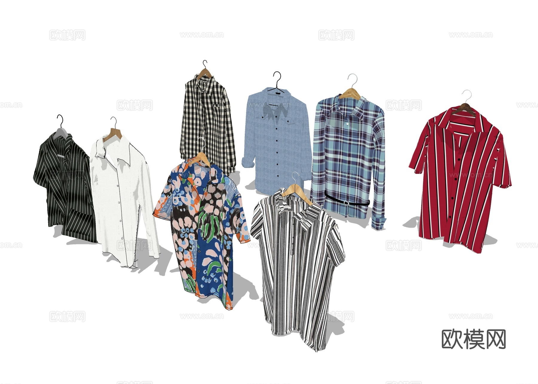 男士服饰 沙滩花衬衫 衣服 服饰su模型下载