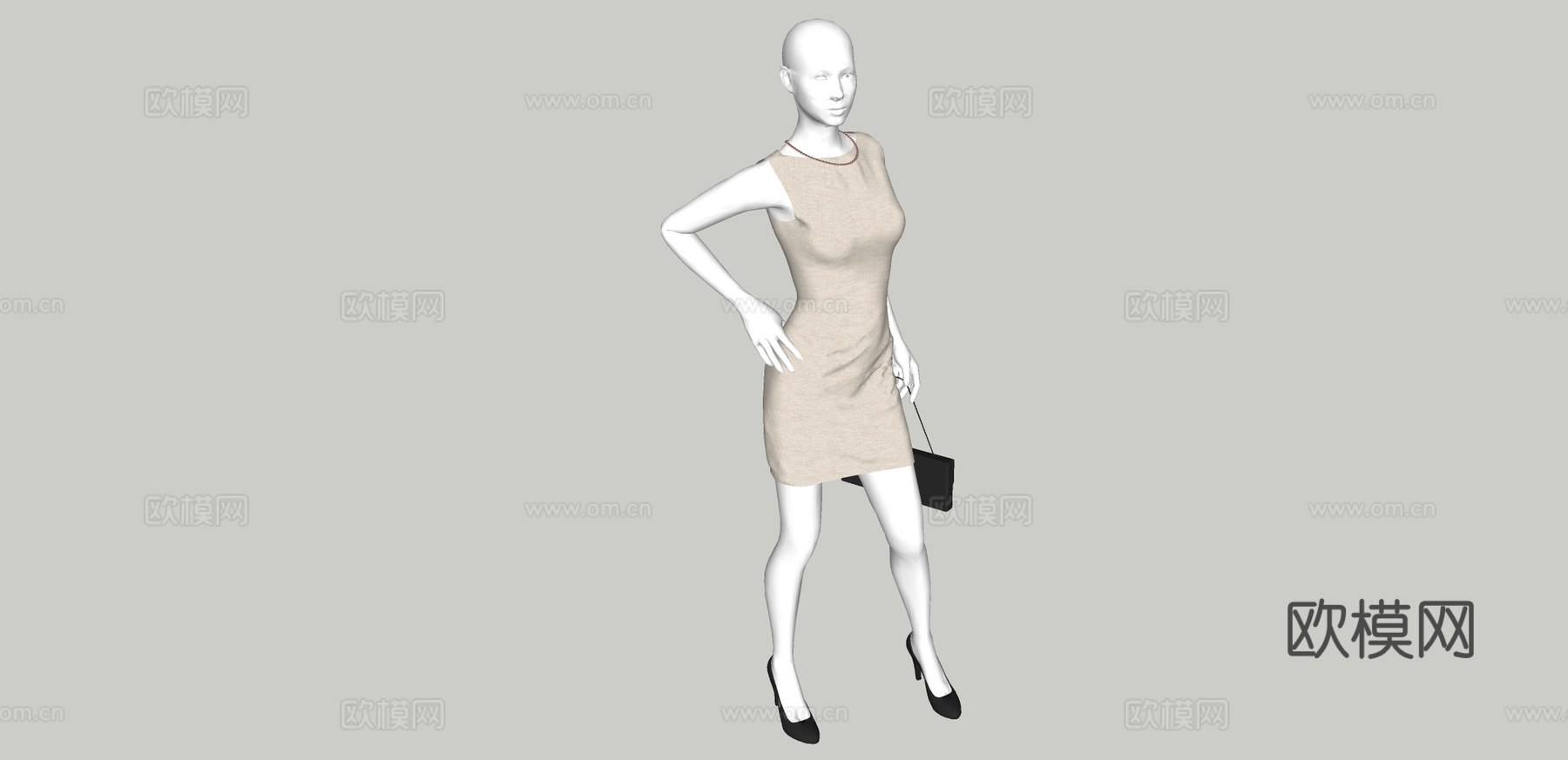 现代服装模特su模型下载