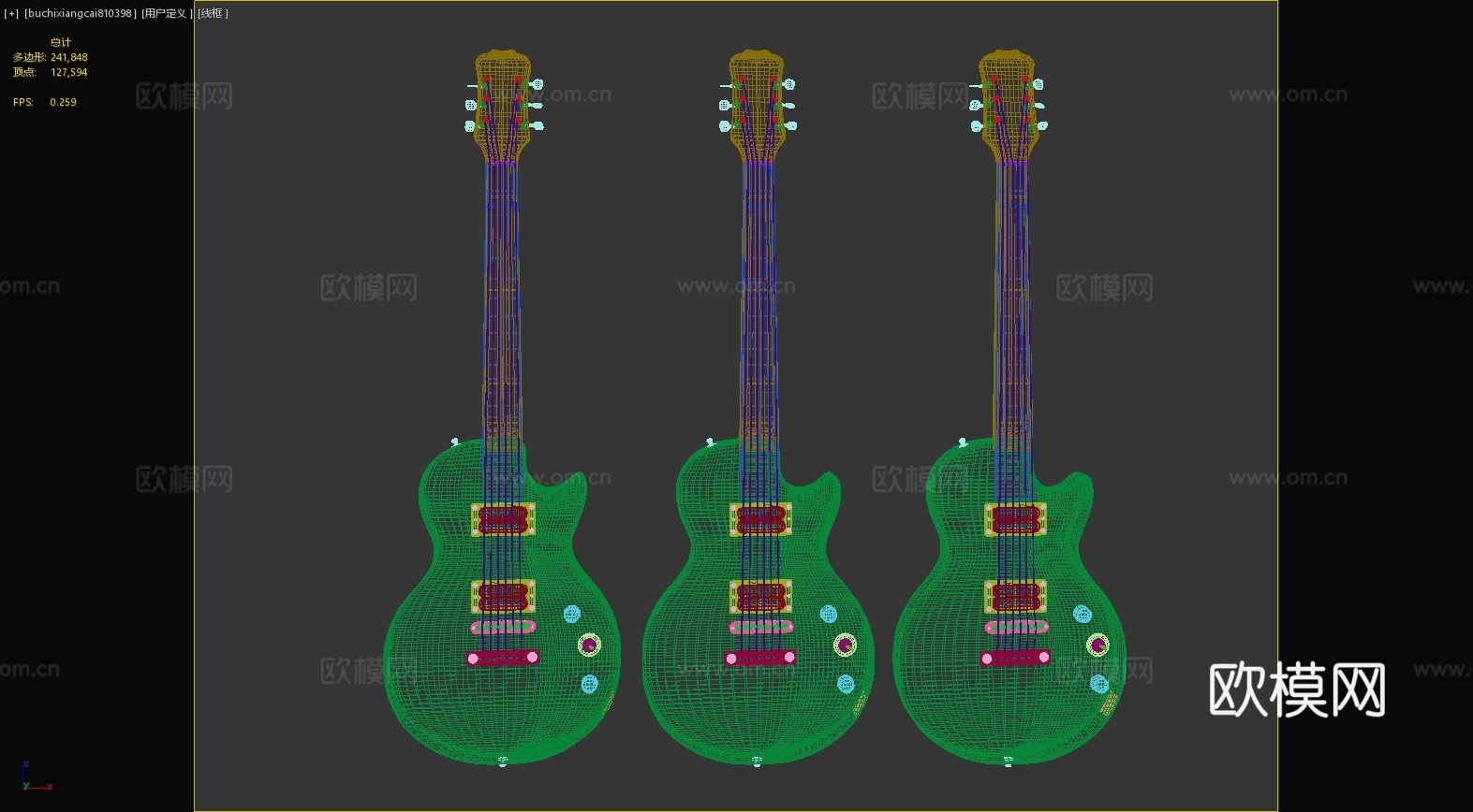 现代吉他现代乐器摇滚吉他音乐器材3d模型
