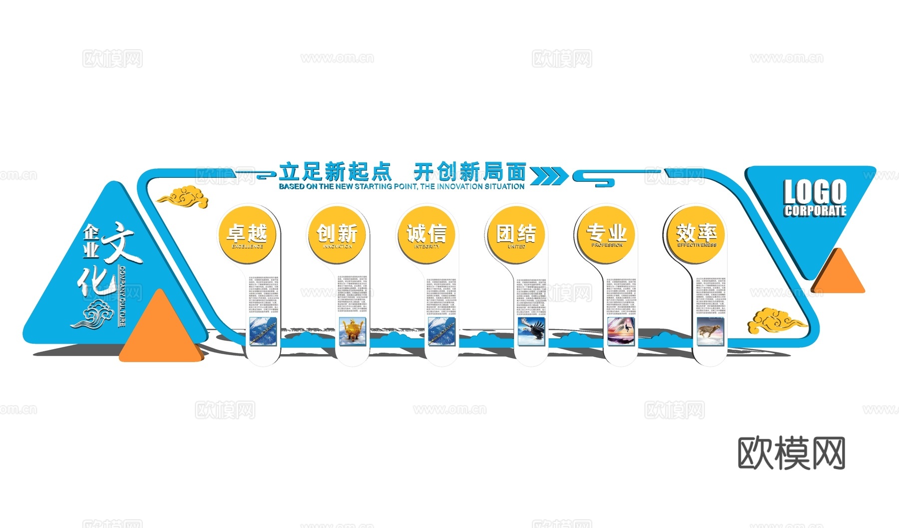 现代企业文化墙su模型下载