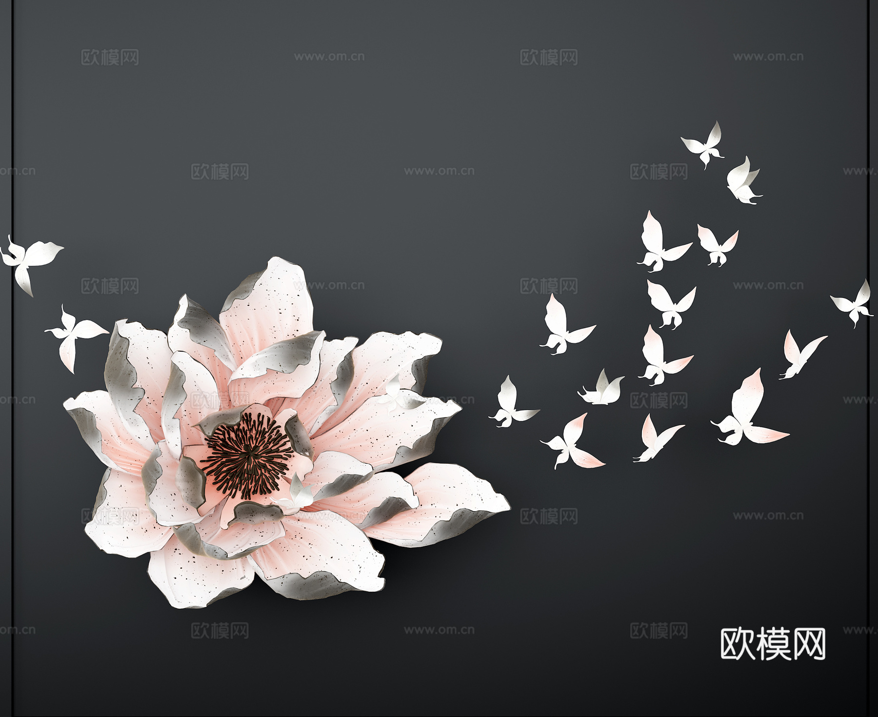 现代立体花瓣蝴蝶饰品挂件su模型下载