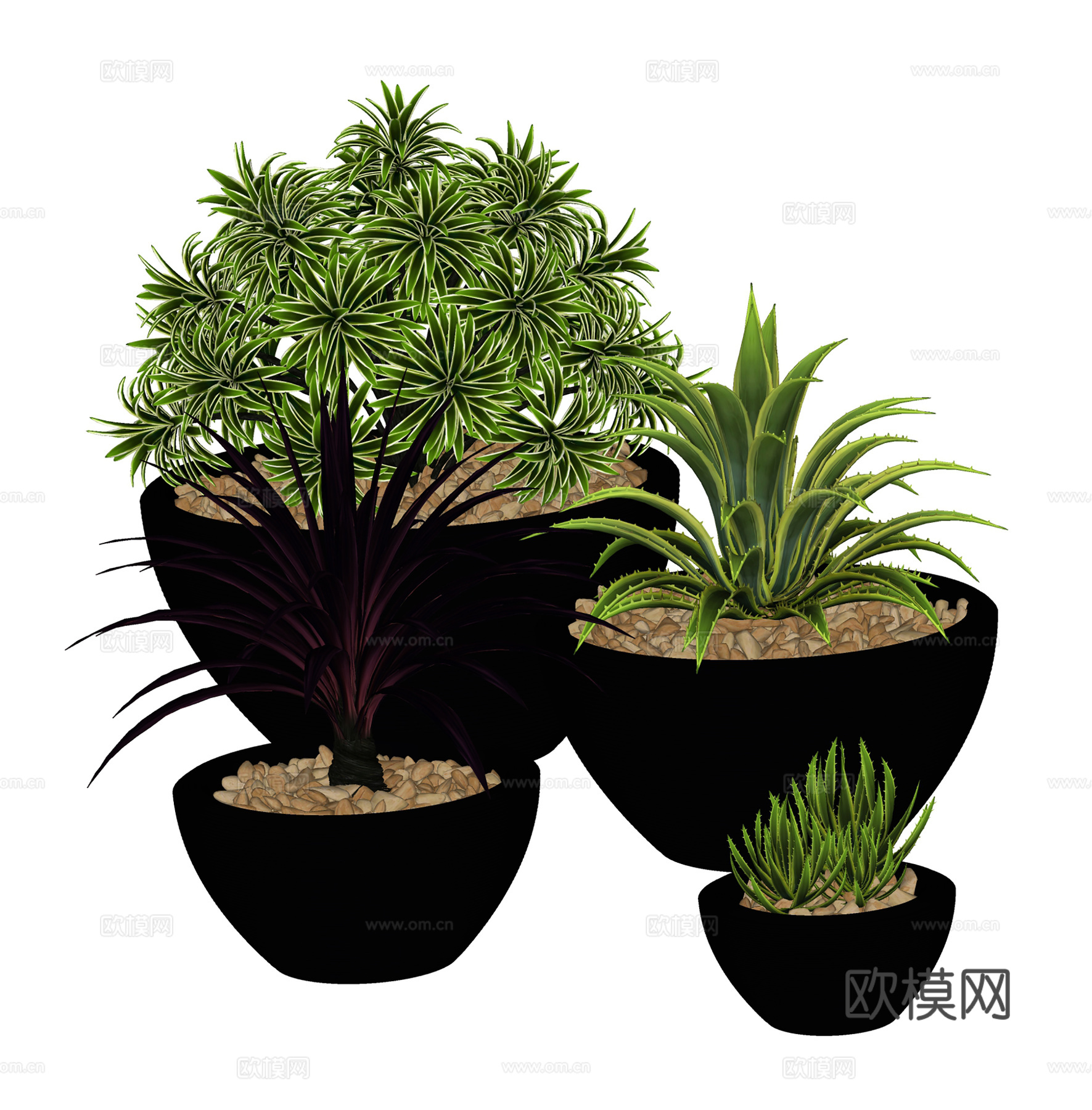 现代盆栽盆景  室内盆栽组合  绿植盆栽su模型
